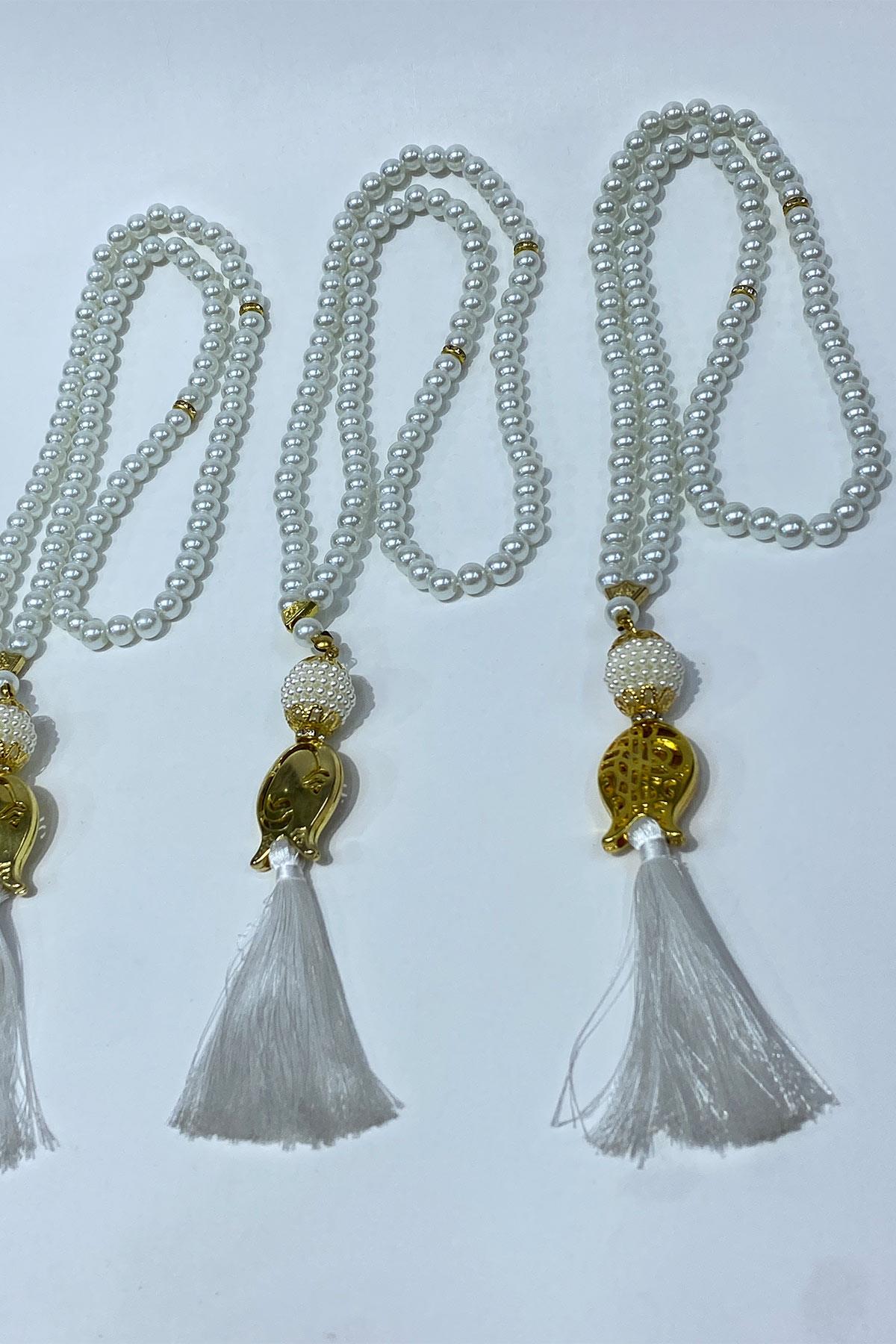 Hediyelik Laleli Püsküllü Kristal Boncuklu 99 Lu Namaz Tesbihi ( Mevlüt-sünnet-hac-umre)