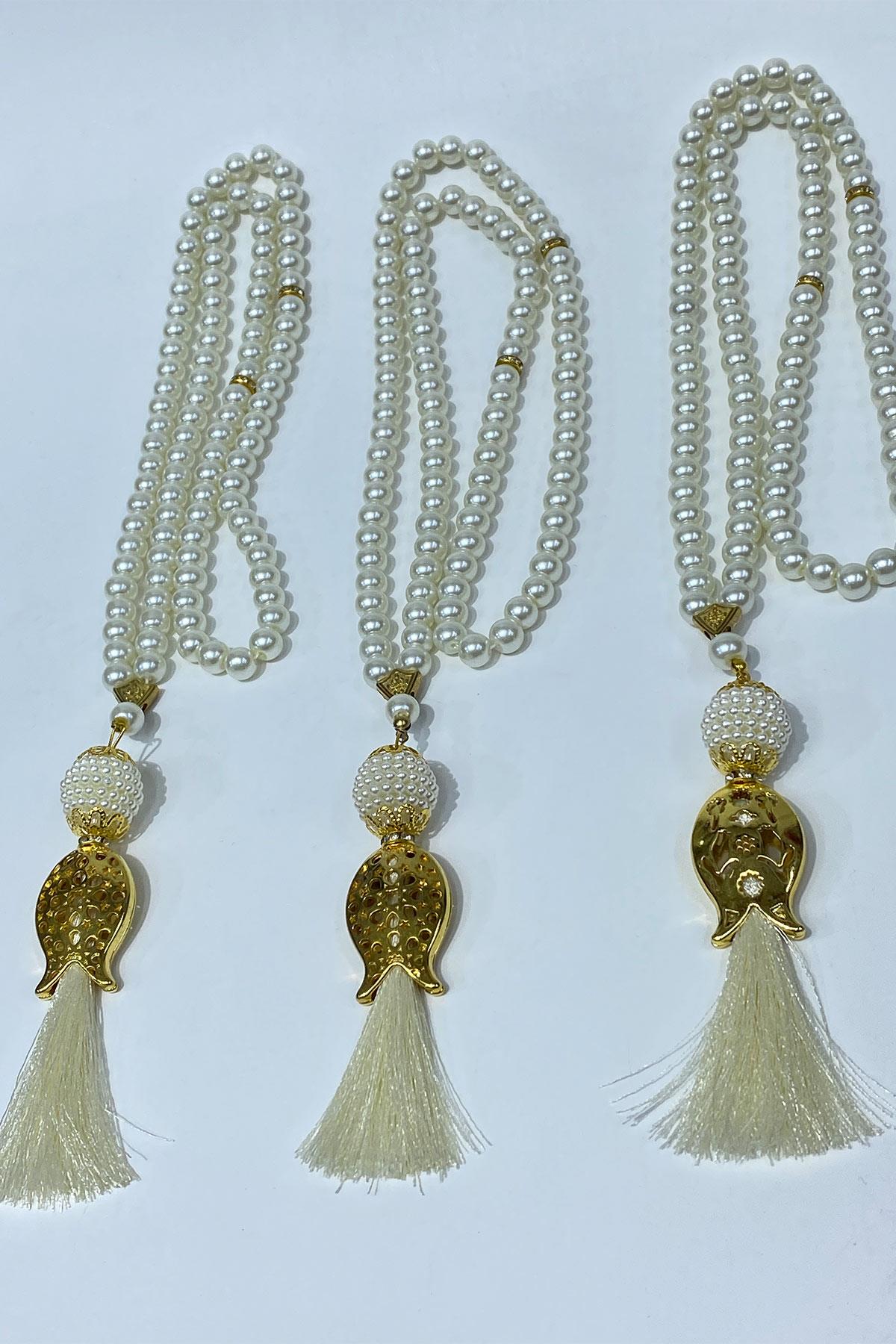 Hediyelik Laleli Püsküllü Kristal Boncuklu 99 Lu Namaz Tesbihi ( Mevlüt-sünnet-hac-umre)