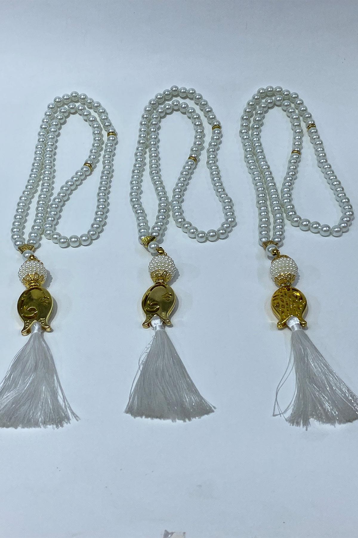 Hediyelik Laleli Püsküllü Kristal Boncuklu 99 Lu Namaz Tesbihi ( Mevlüt-sünnet-hac-umre)