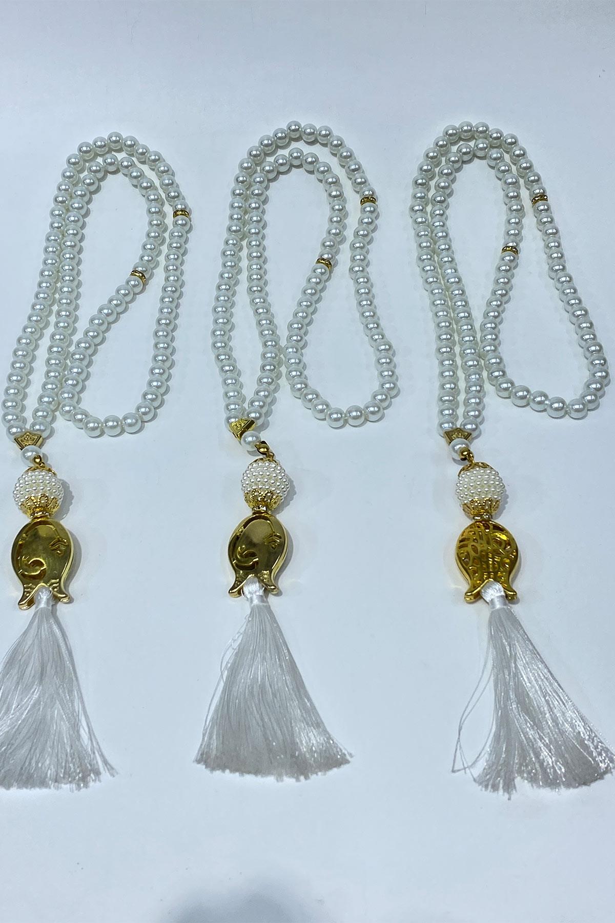 Hediyelik Laleli Püsküllü Kristal Boncuklu 99 Lu Namaz Tesbihi ( Mevlüt-sünnet-hac-umre)