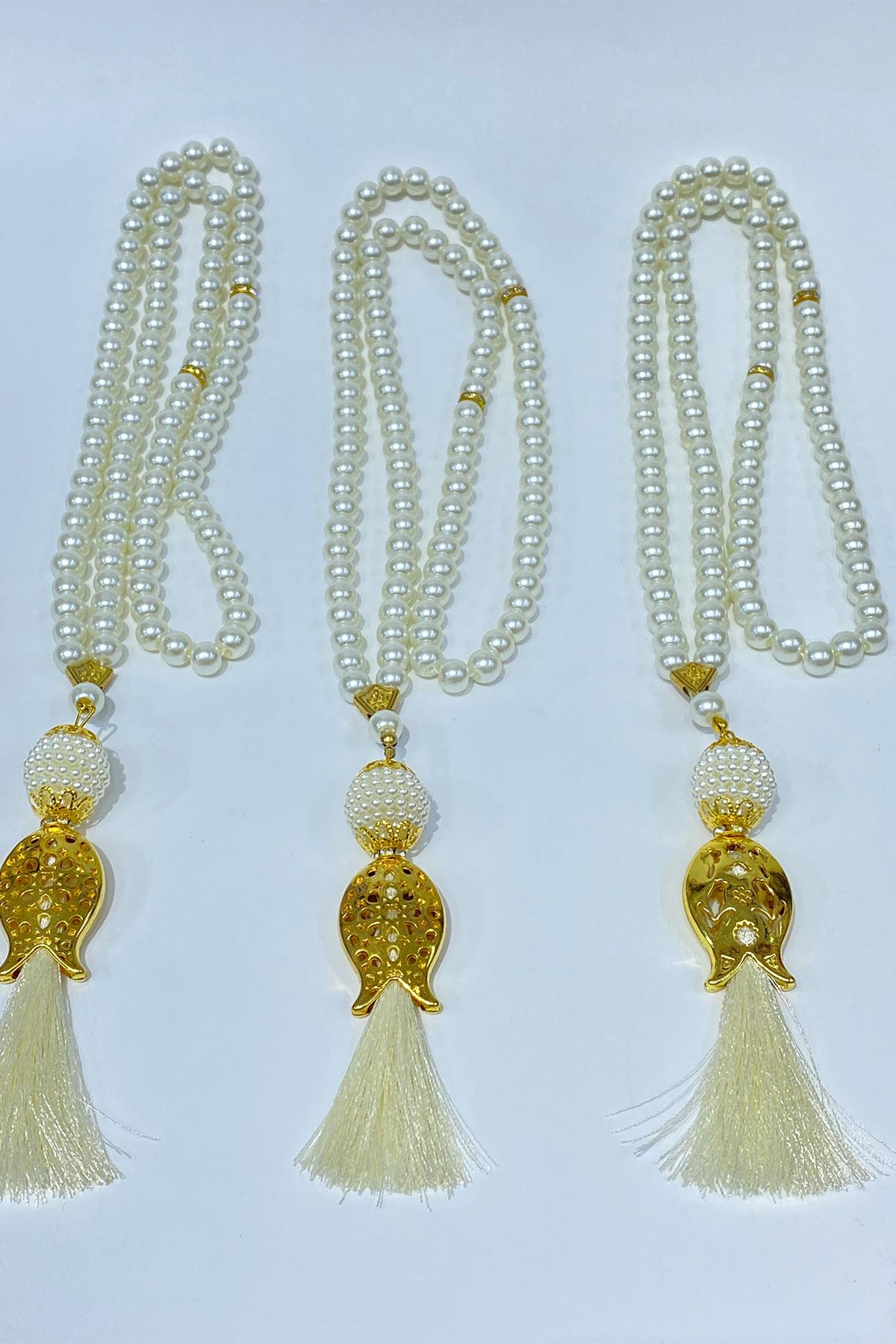 Hediyelik Laleli Püsküllü Kristal Boncuklu 99 Lu Namaz Tesbihi ( Mevlüt-sünnet-hac-umre)