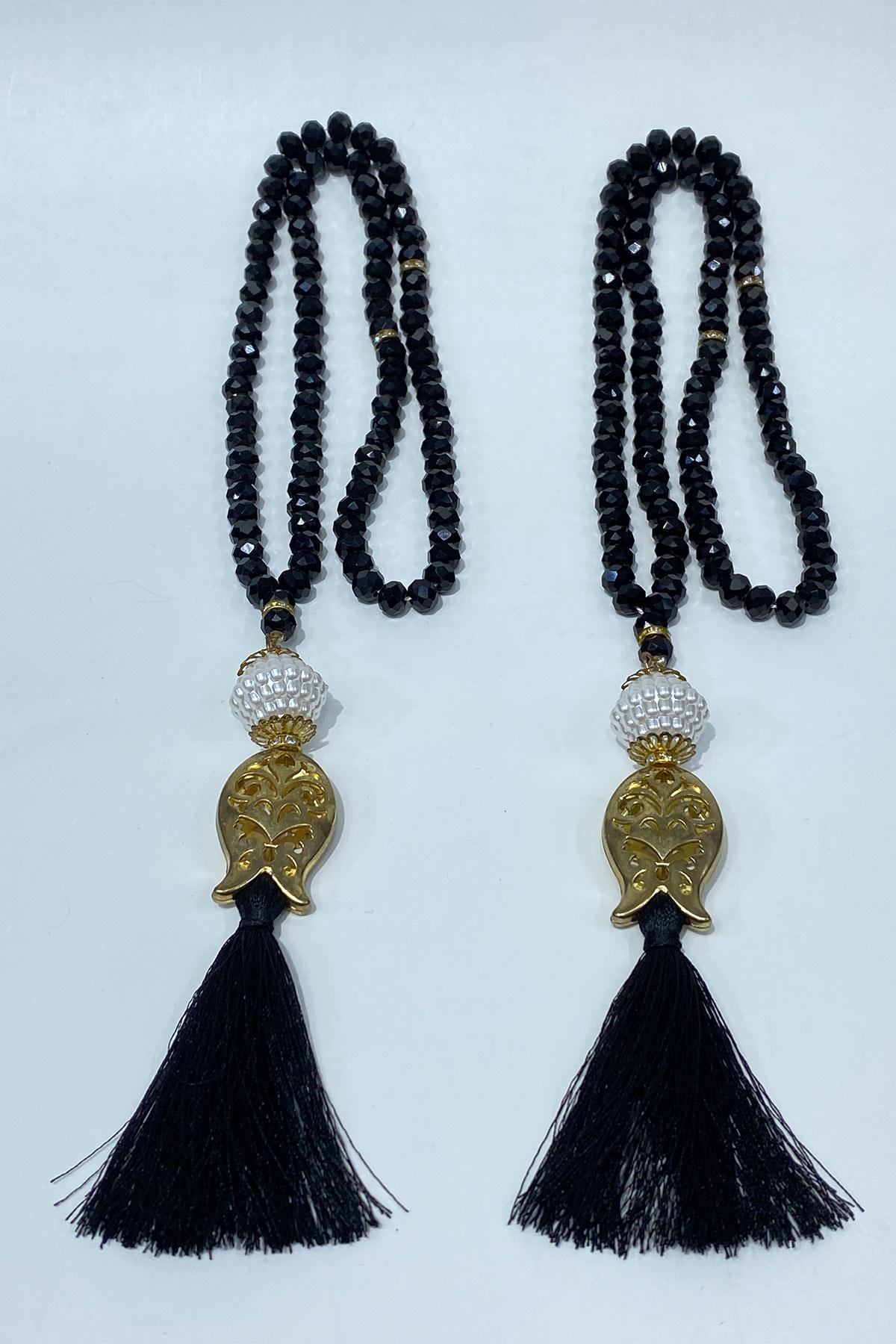 Hediyelik Laleli Püsküllü Kristal Boncuklu 99 Lu Namaz Tesbihi ( Mevlüt-sünnet-hac-umre)