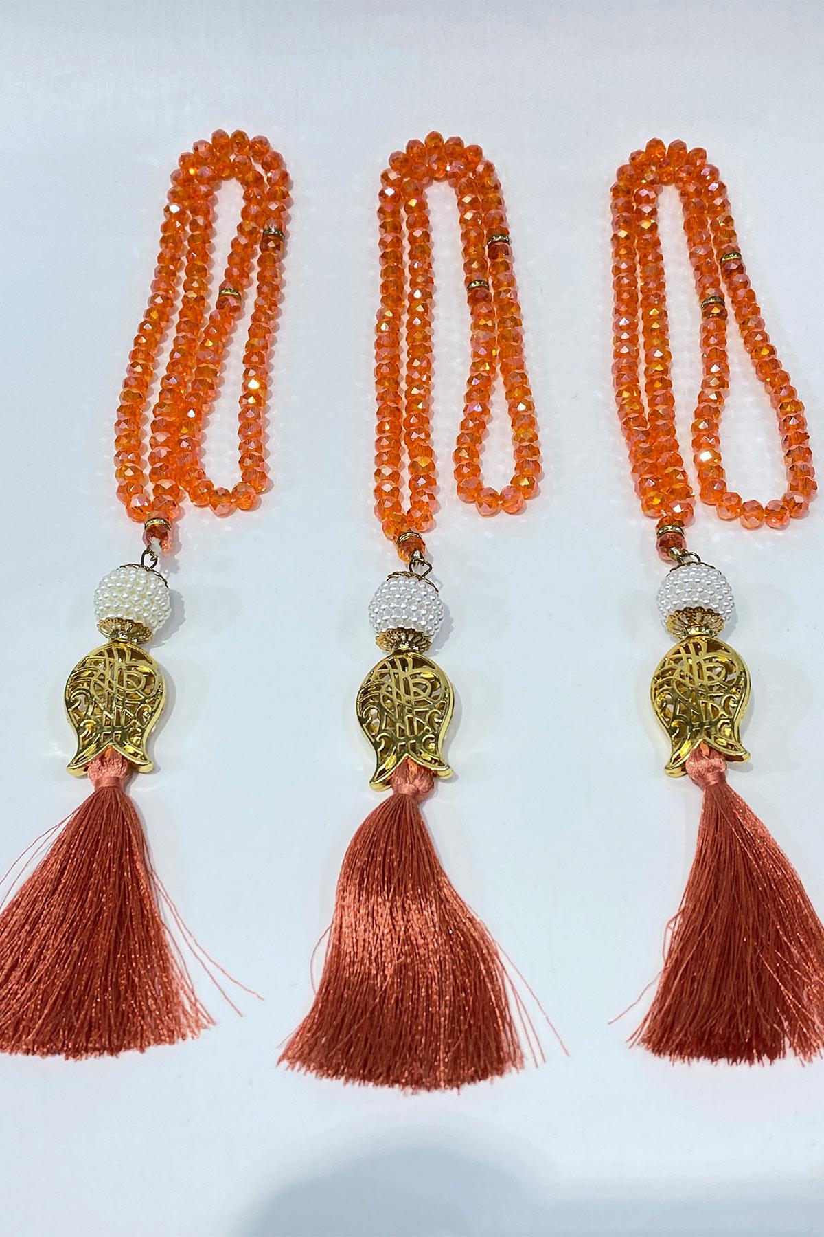 Hediyelik Laleli Püsküllü Kristal Boncuklu 99 Lu Namaz Tesbihi ( Mevlüt-sünnet-hac-umre)