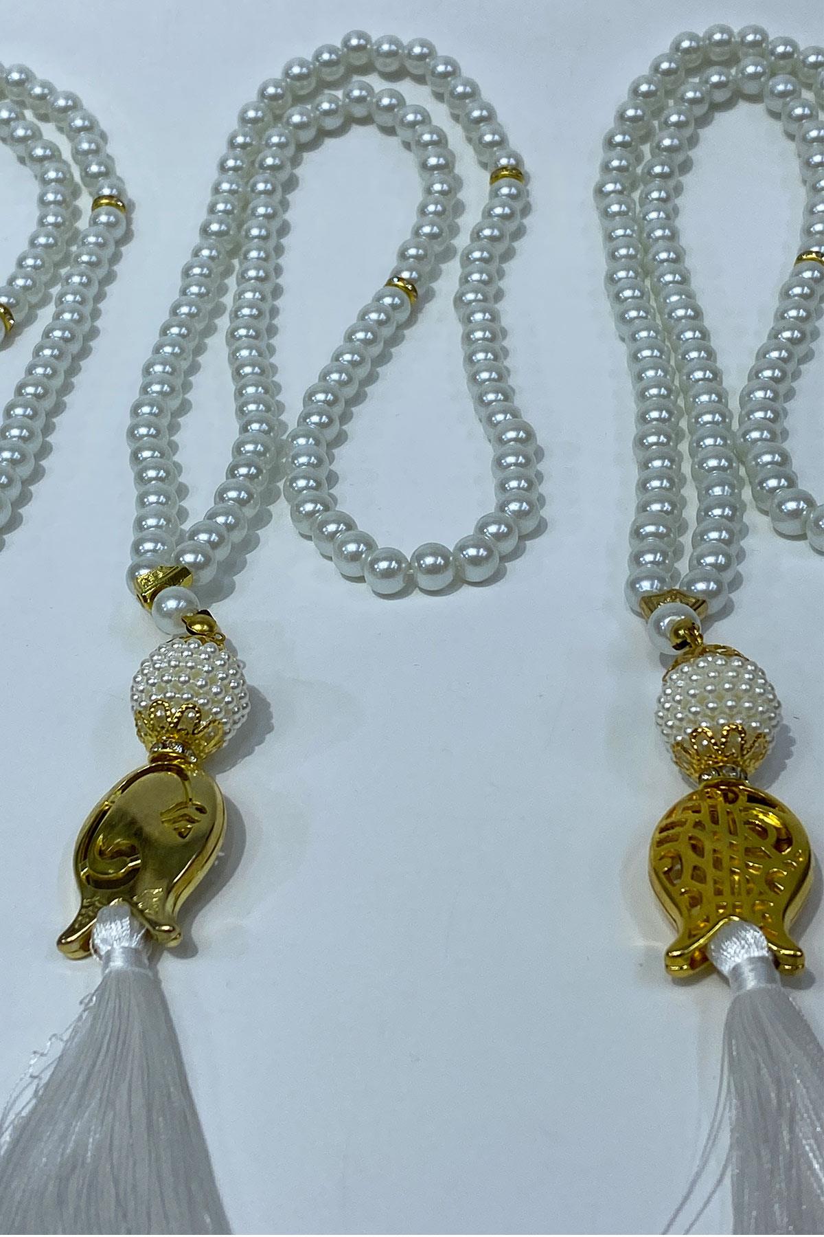 Hediyelik Laleli Püsküllü Kristal Boncuklu 99 Lu Namaz Tesbihi ( Mevlüt-sünnet-hac-umre)