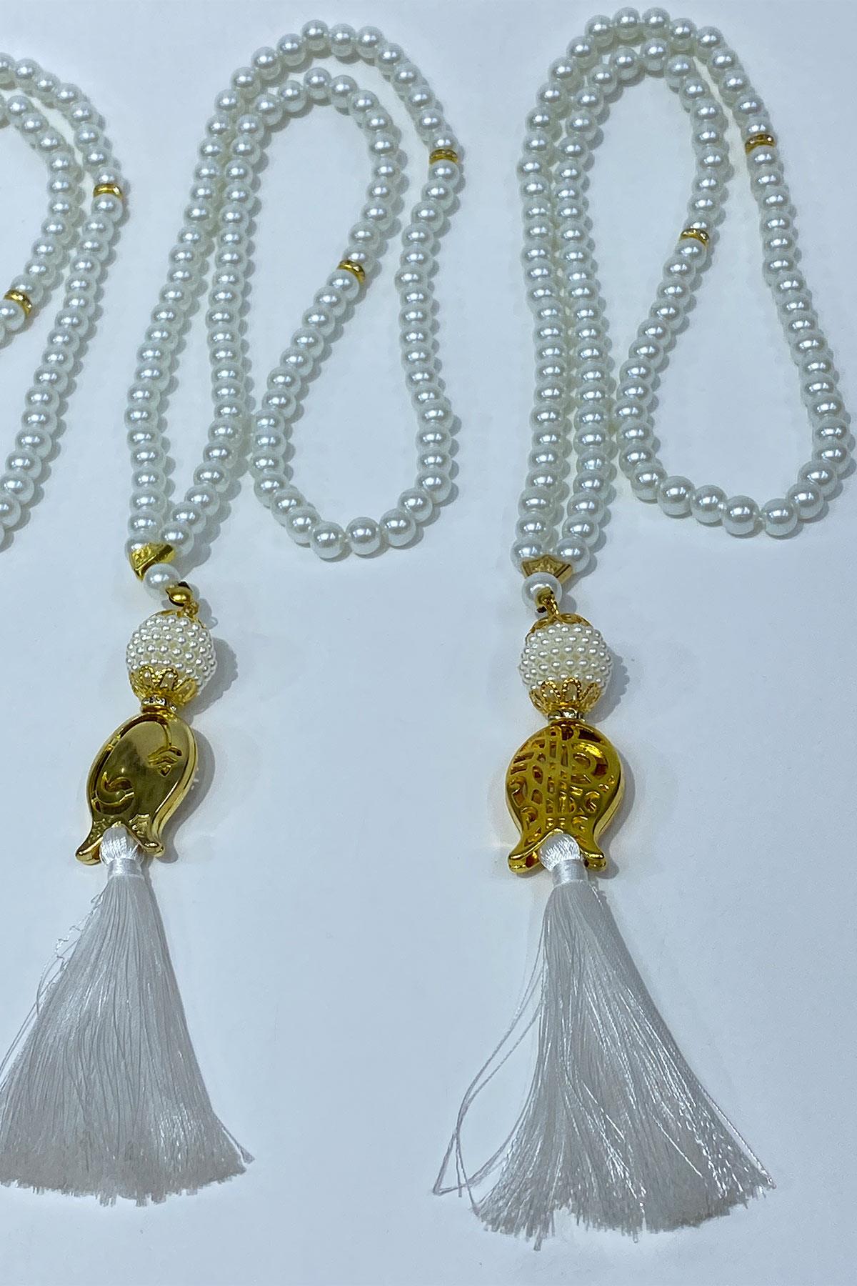 Hediyelik Laleli Püsküllü Kristal Boncuklu 99 Lu Namaz Tesbihi ( Mevlüt-sünnet-hac-umre)