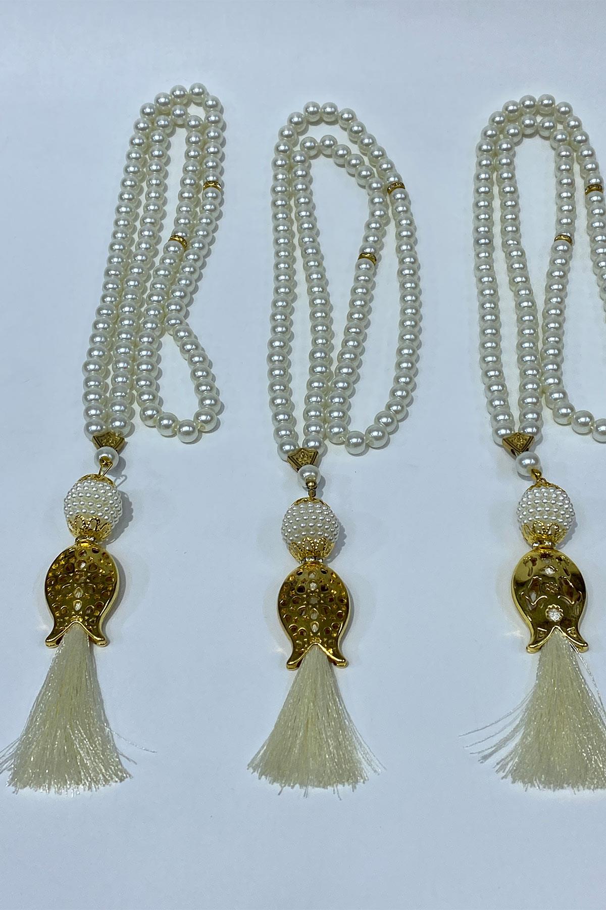 Hediyelik Laleli Püsküllü Kristal Boncuklu 99 Lu Namaz Tesbihi ( Mevlüt-sünnet-hac-umre)