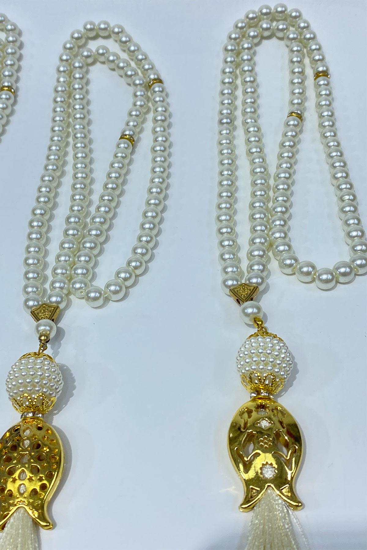 Hediyelik Laleli Püsküllü Kristal Boncuklu 99 Lu Namaz Tesbihi ( Mevlüt-sünnet-hac-umre)