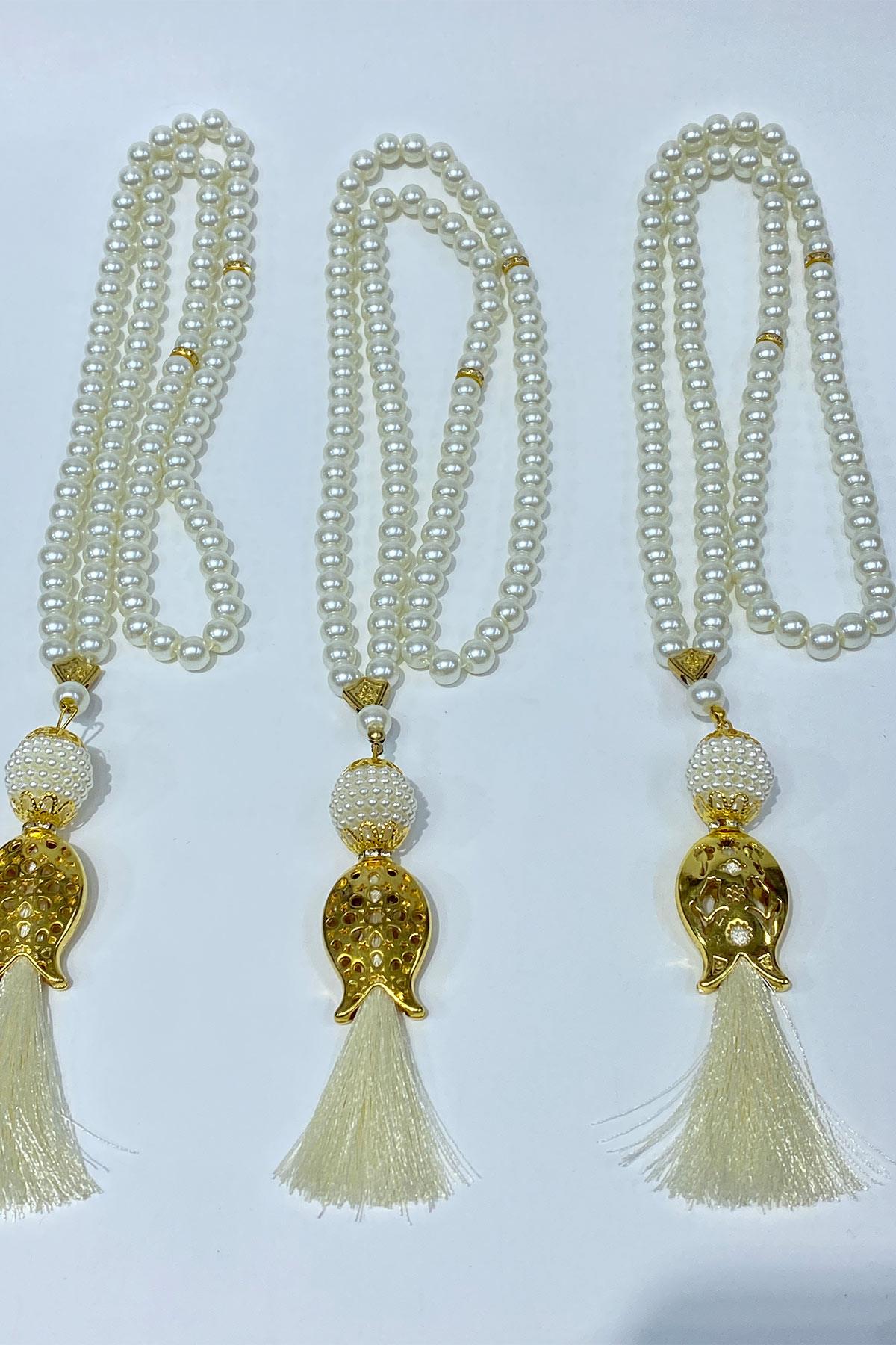 Hediyelik Laleli Püsküllü Kristal Boncuklu 99 Lu Namaz Tesbihi ( Mevlüt-sünnet-hac-umre)