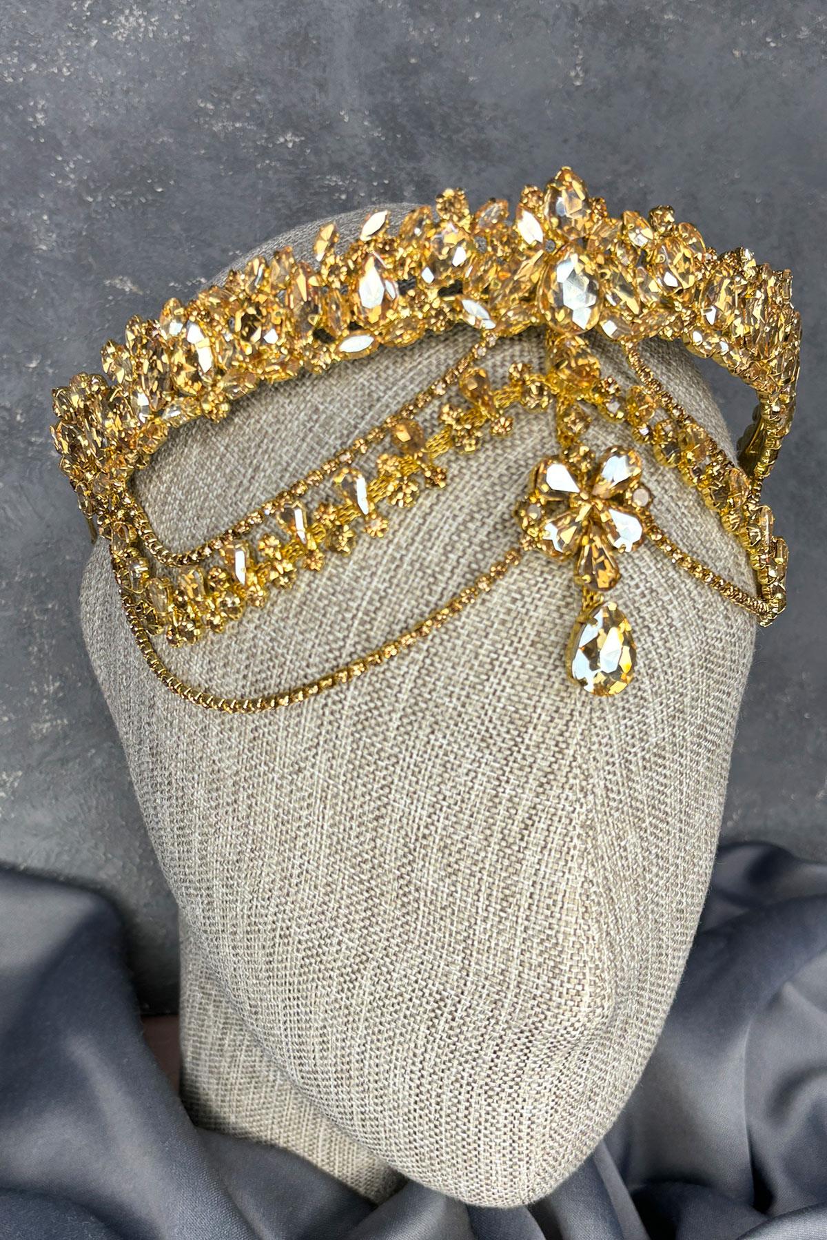 Hera Alınlık Sallantılı Gelin Kına Tacı Saç Aksesuarı