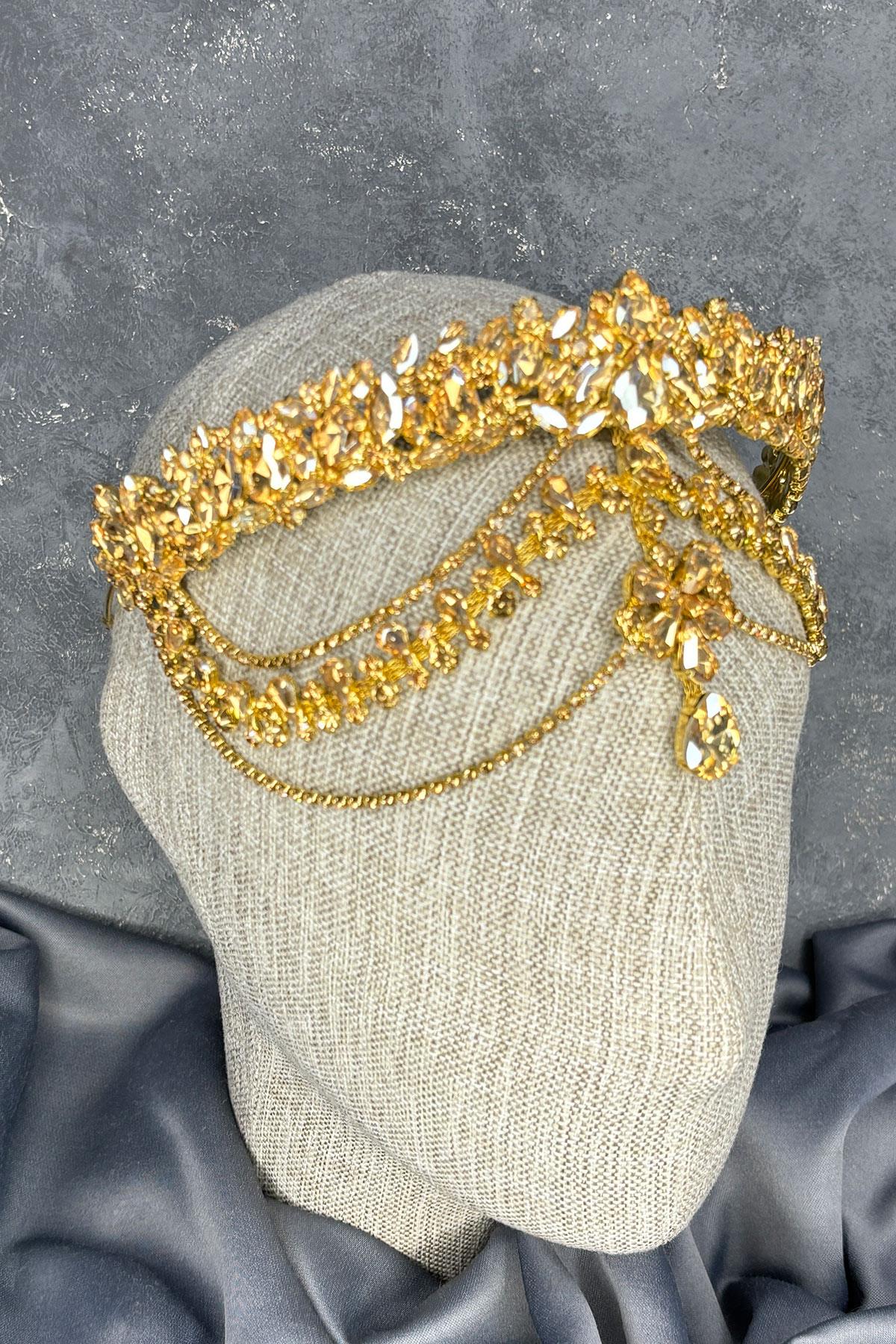 Hera Alınlık Sallantılı Gelin Kına Tacı Saç Aksesuarı