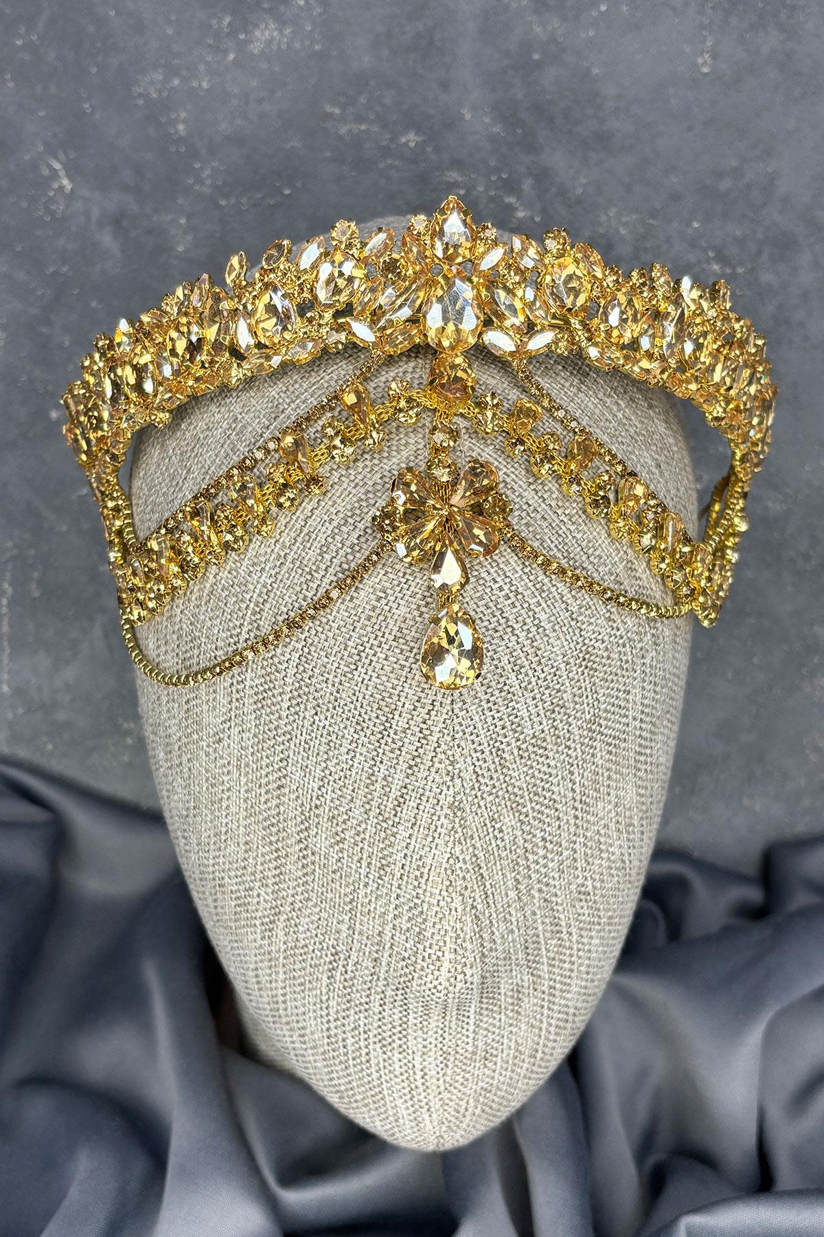 Hera Alınlık Sallantılı Gelin Kına Tacı Saç Aksesuarı