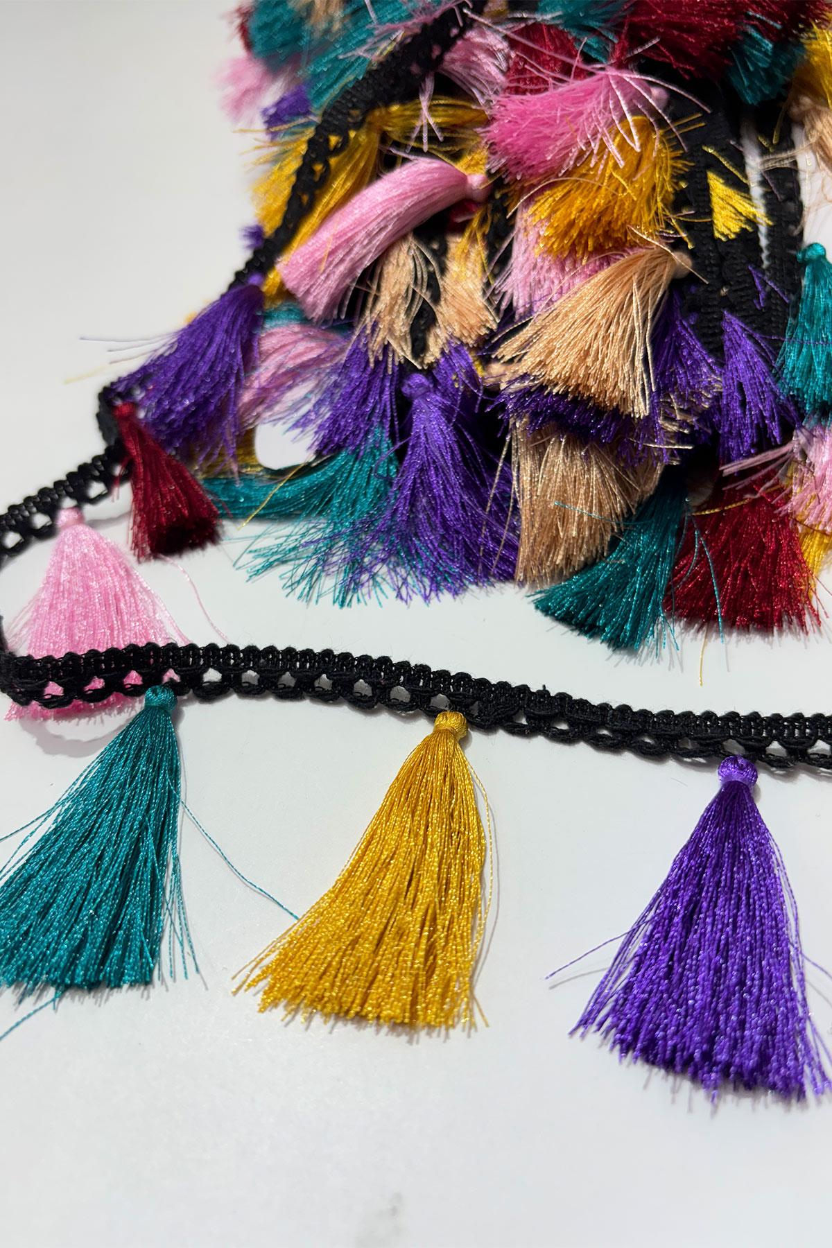 İnce Püsküllü Saçak Dekoratif Şerit