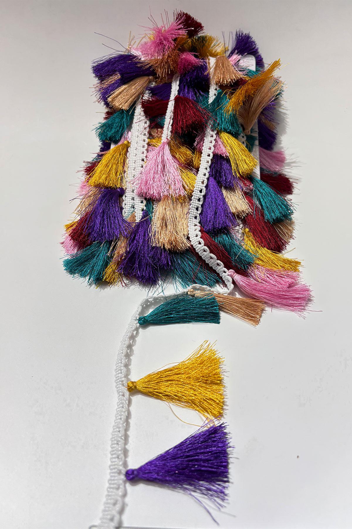 İnce Püsküllü Saçak Dekoratif Şerit