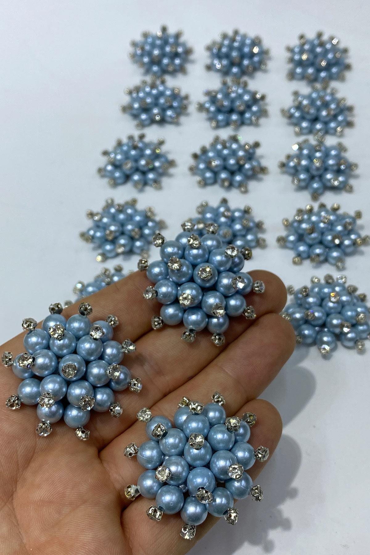 İnci Boncuklu Taşlı Broş