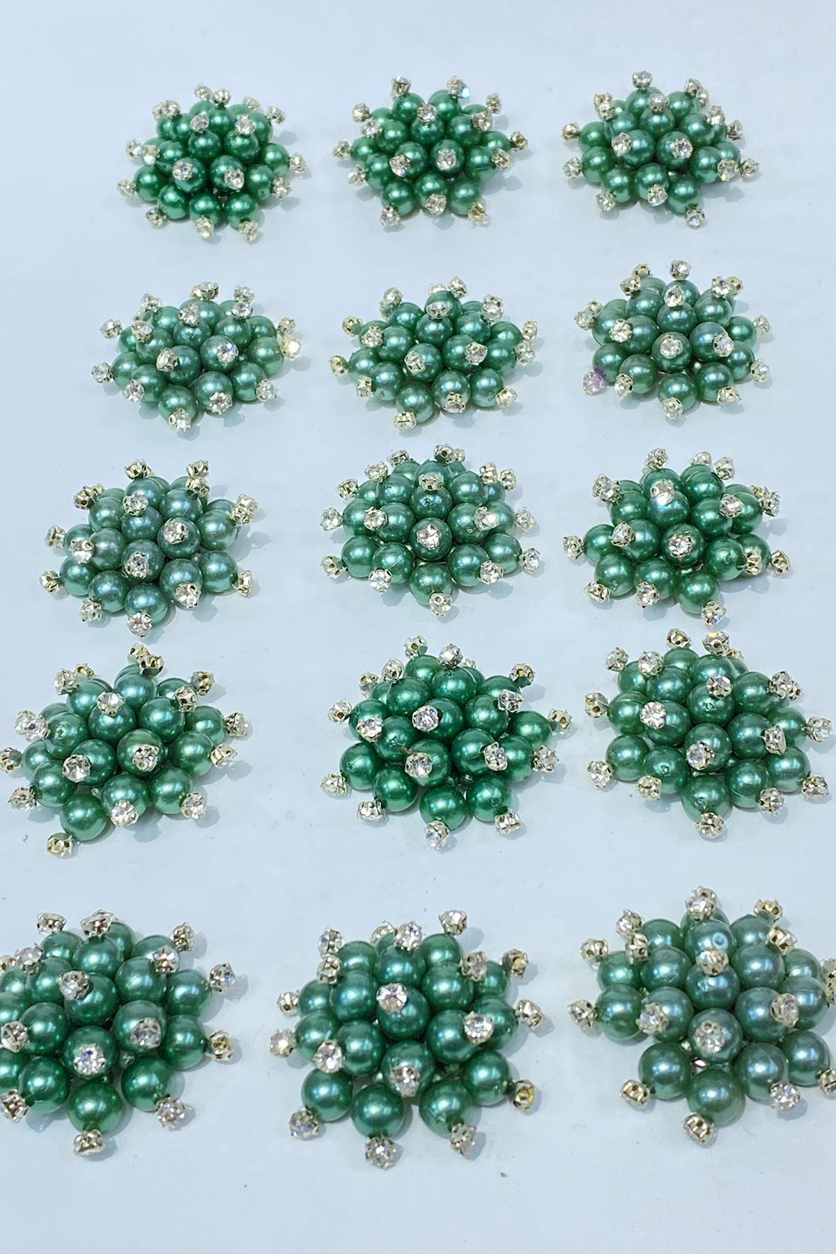 İnci Boncuklu Taşlı Broş