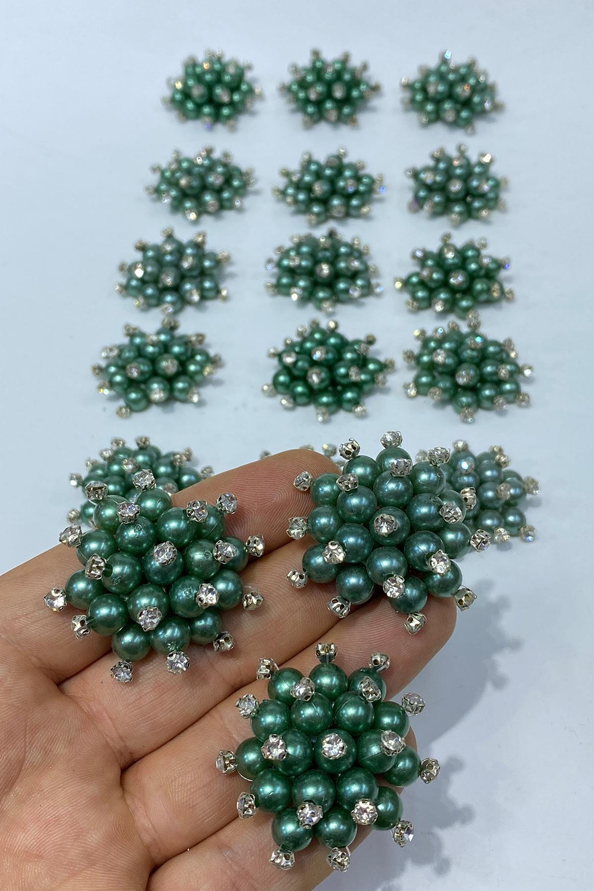 İnci Boncuklu Taşlı Broş