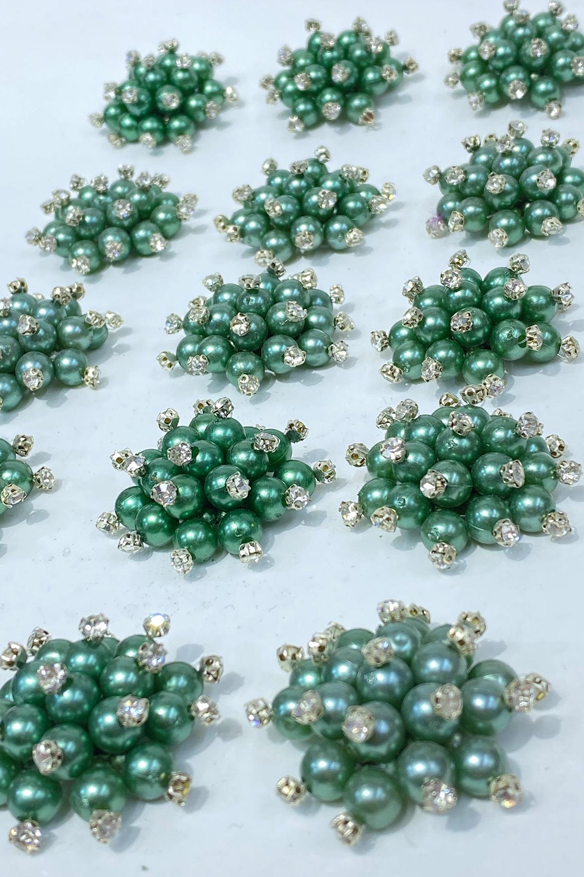 İnci Boncuklu Taşlı Broş