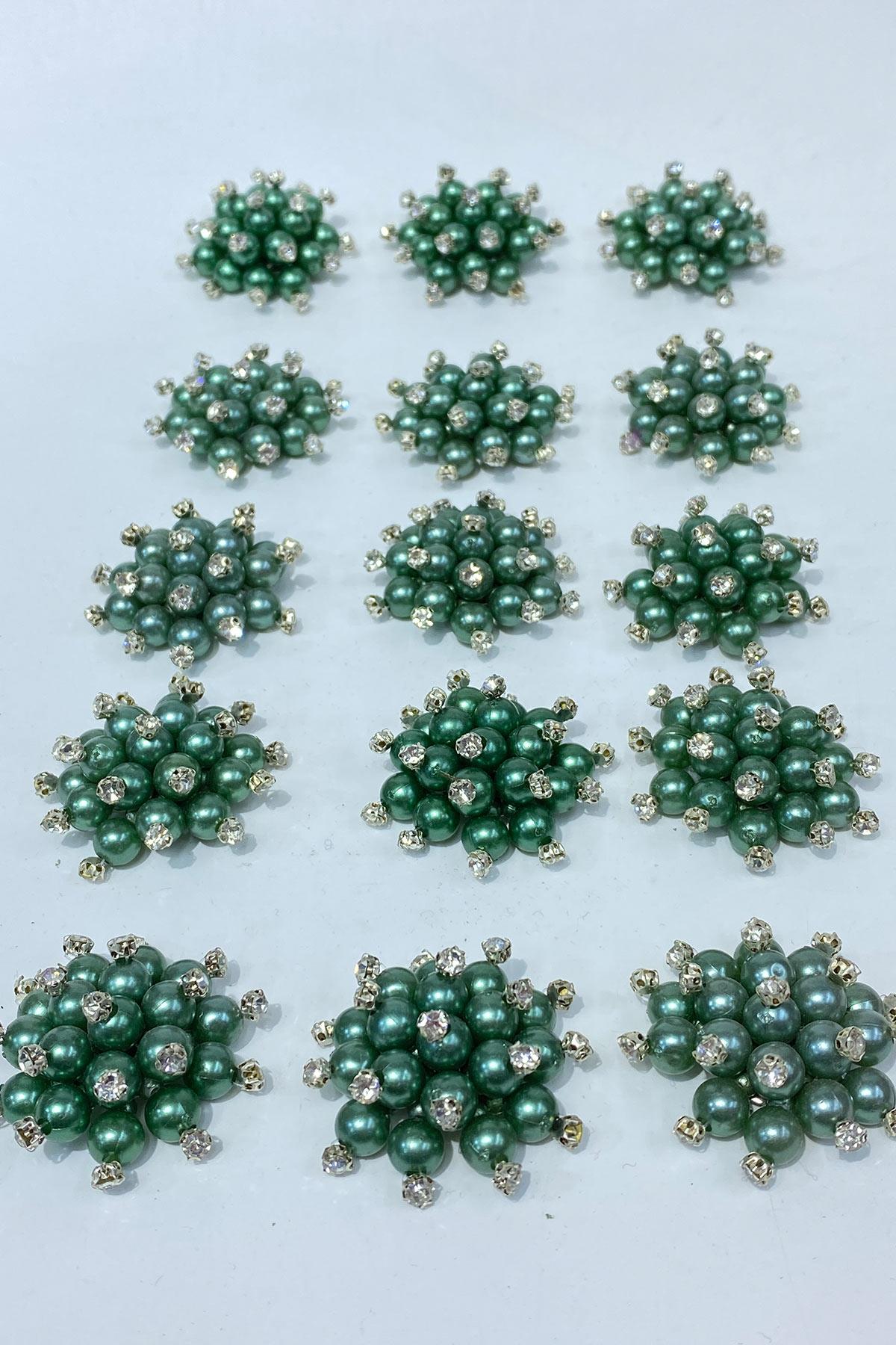 İnci Boncuklu Taşlı Broş