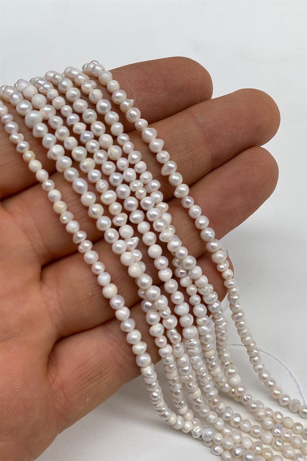 İnci Doğal Taş Şekilsiz Kesim Dizi 4-5 mm