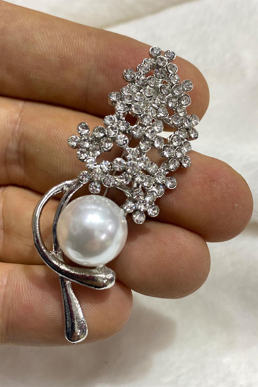 İncili Taşlı Elbise Broşu Yaka İğnesi