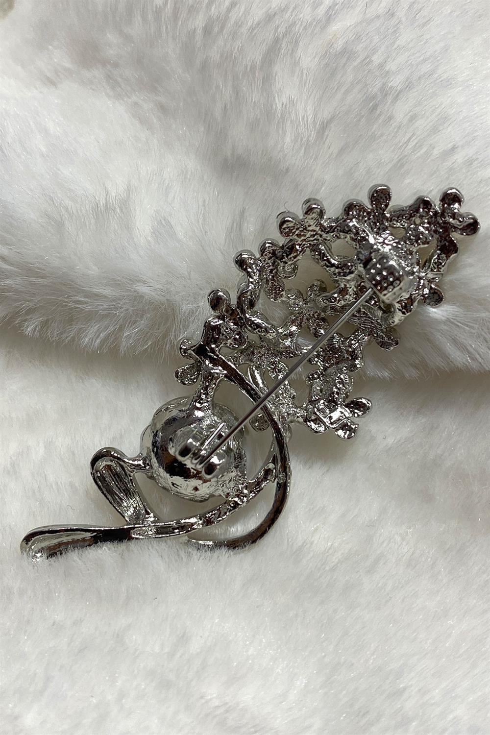 İncili Taşlı Elbise Broşu Yaka İğnesi