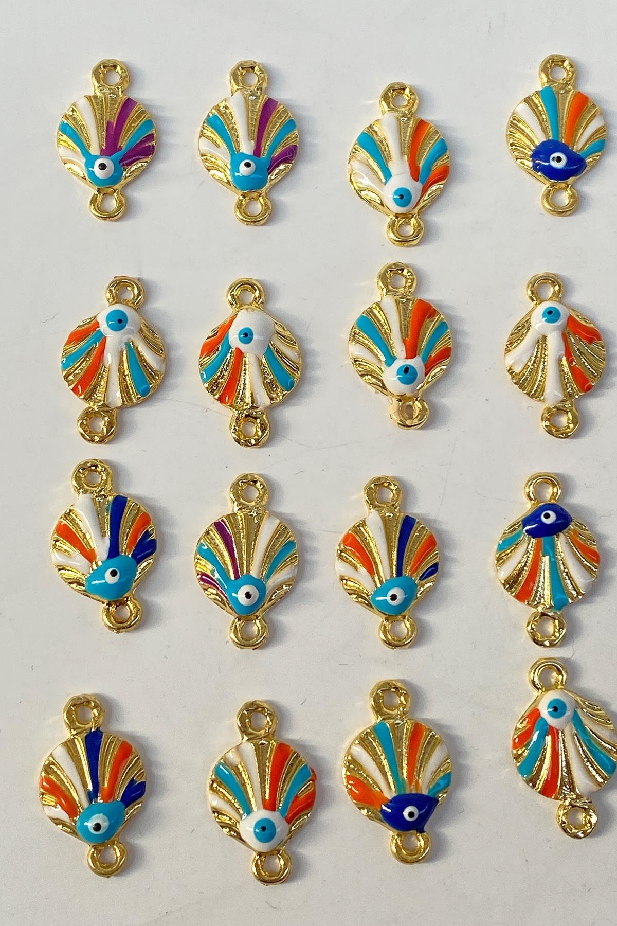 İstiridye Kabugu Renkli NAzar Boncuğu Kolye ve Bileklik ucu