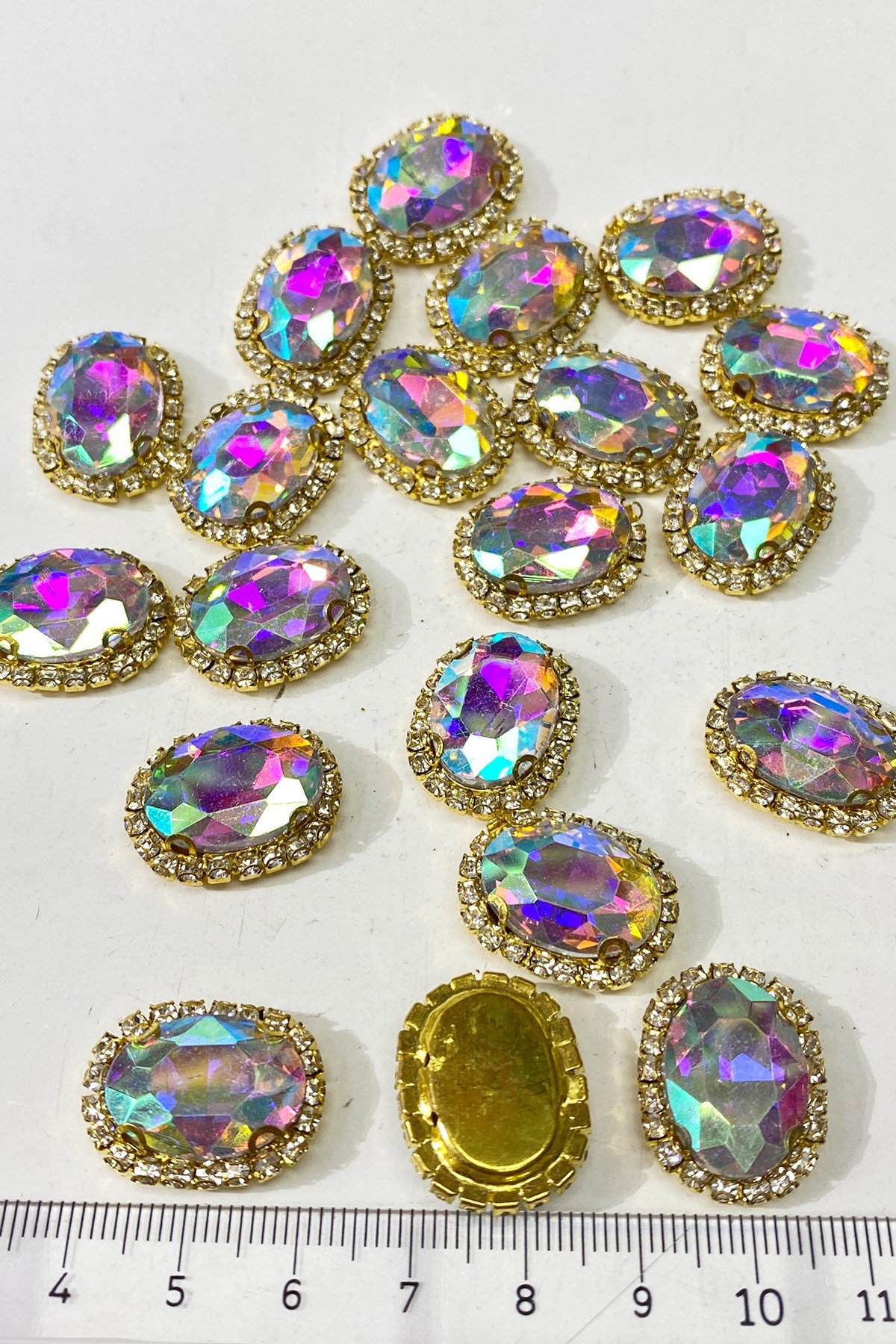 Janjanlı  Gold Kasalı Oval Dikme Taş 5 Adet