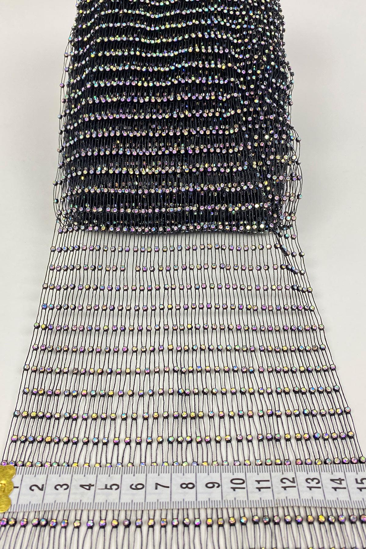 Janjanlı Likralı Esnek Taşlı File Şerit