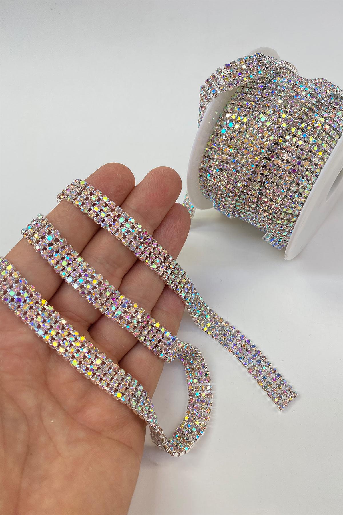 Janjanlı Parlak 4 Sıralı Beyoğlu Şerit Taş Boncuk