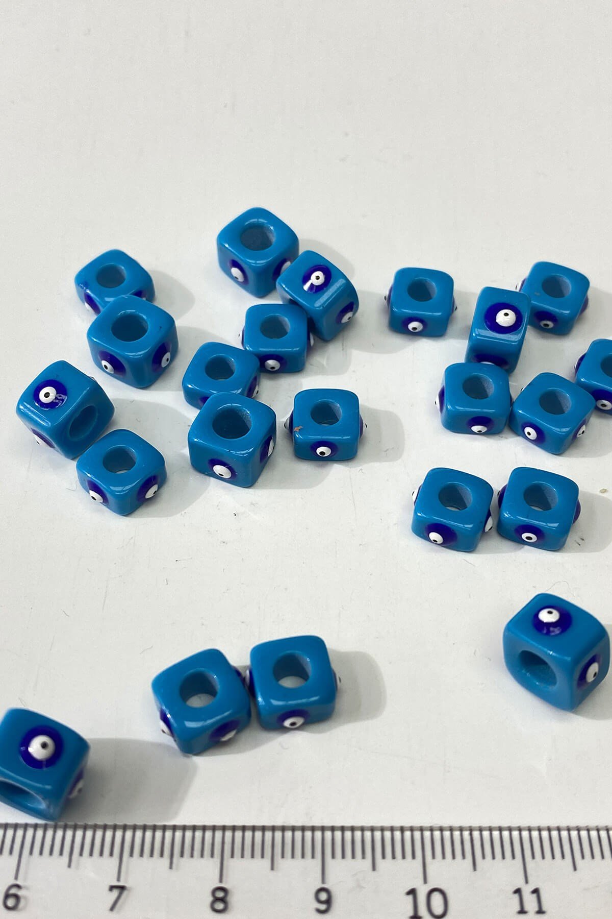 Kare Nazar Boncuk Kolye ve Bileklik Ucu 5 Adet Mavi