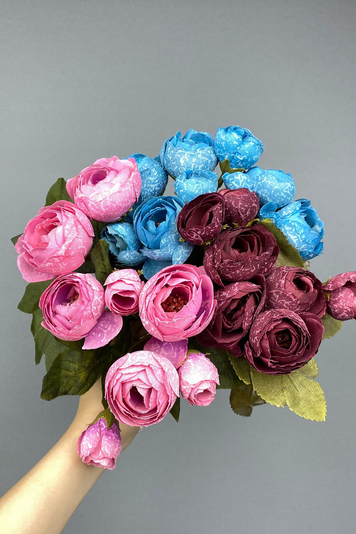 Karışık Eren Gül Şakayık Çiçek Demeti 3 Adet