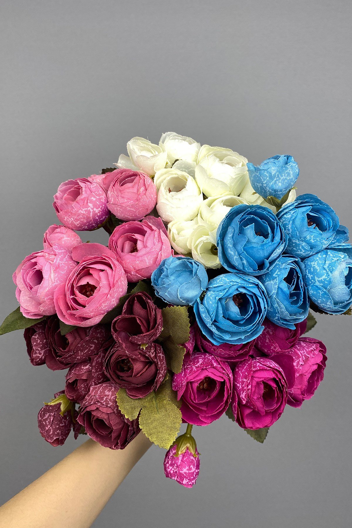 Karışık Şakayık Yapay Gül Çiçek Demeti 5 Adet