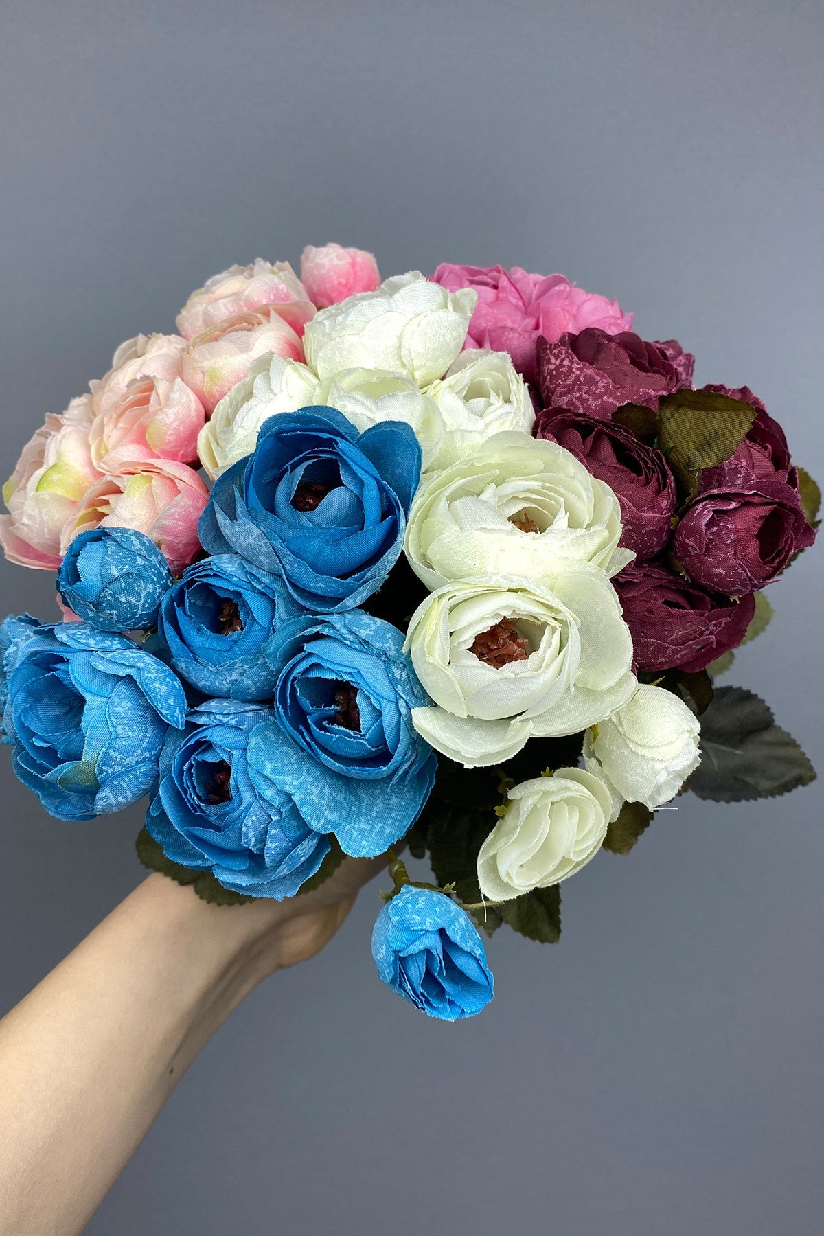 Karışık Şakayık Yapay Gül Çiçek Demeti 5 Adet