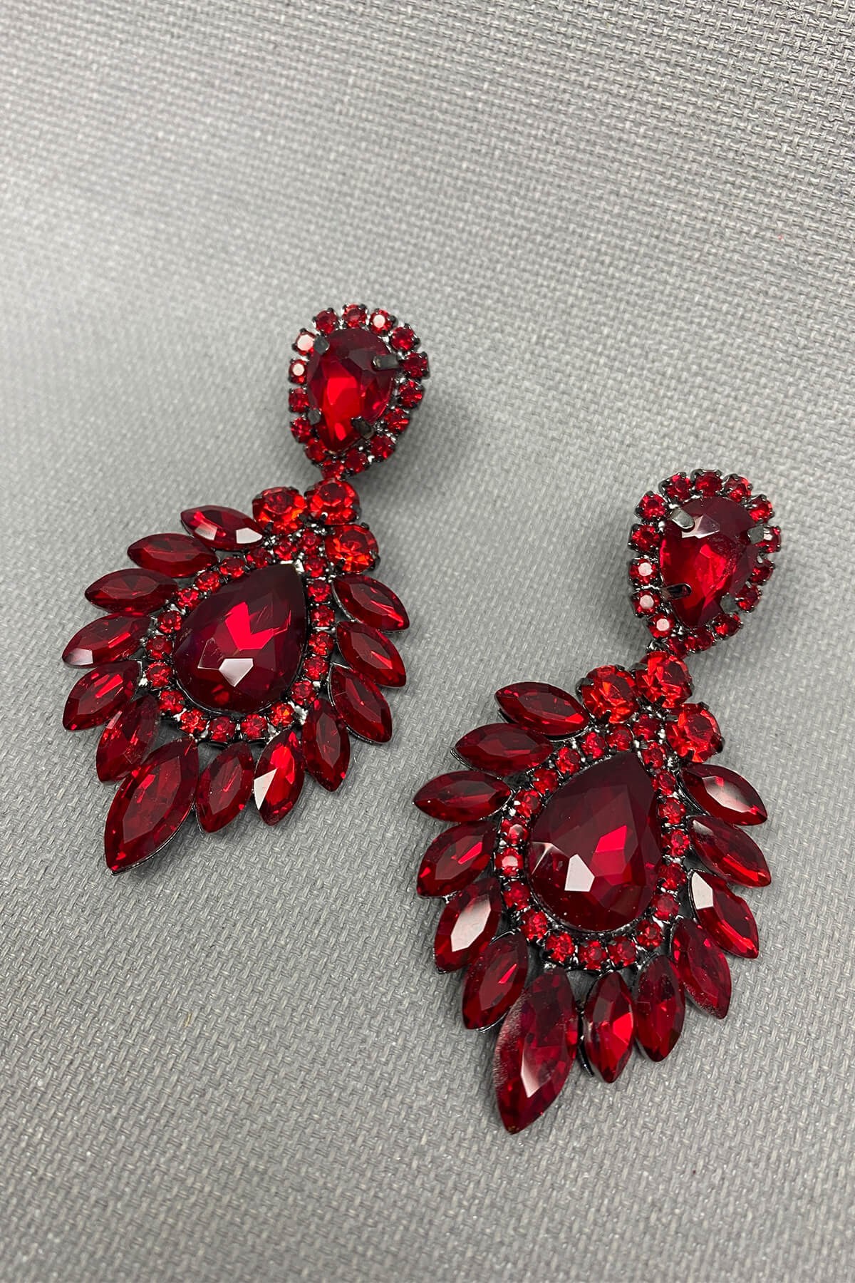 Kırmızı Berlin Model Gelin Kına Tac ve Küpesi