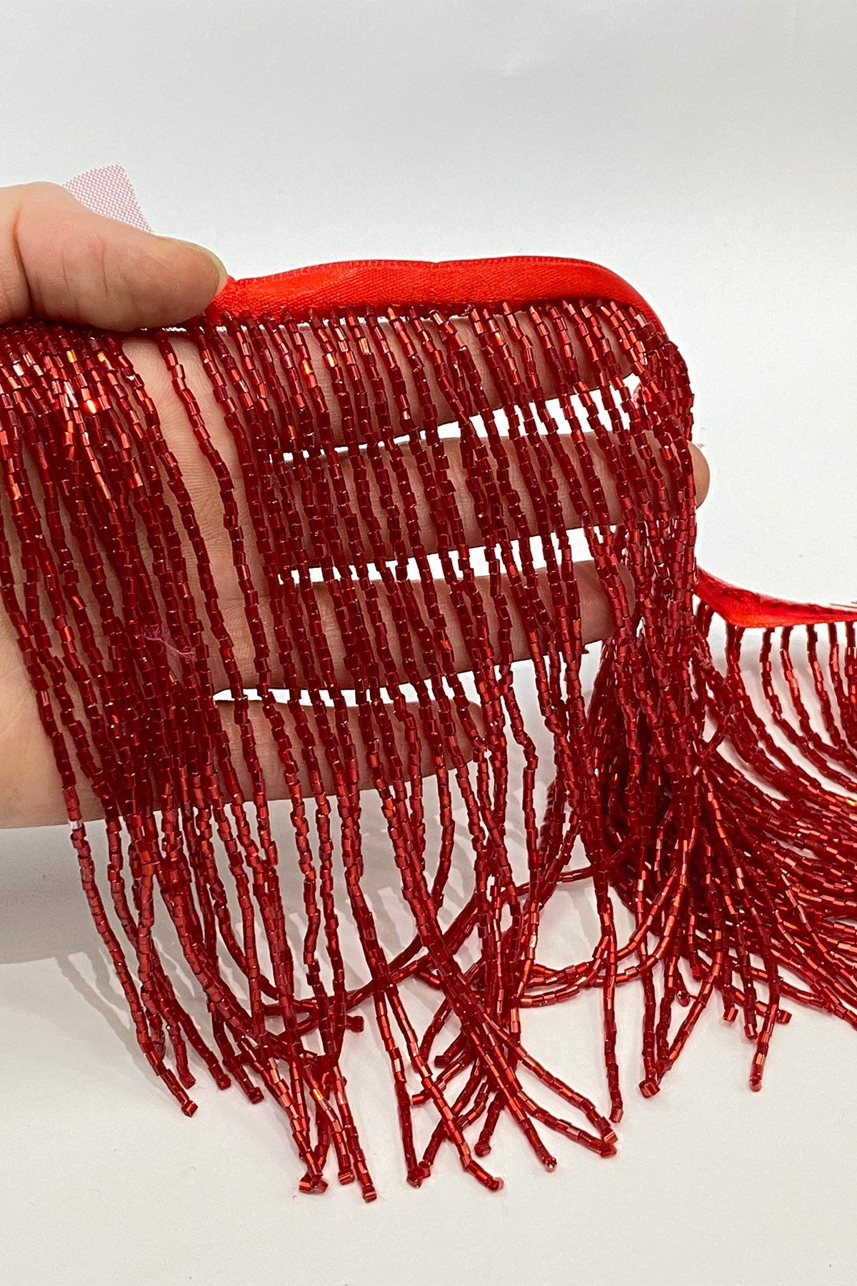 Kırmızı Boncuklu 15 cm Saçak Püskül