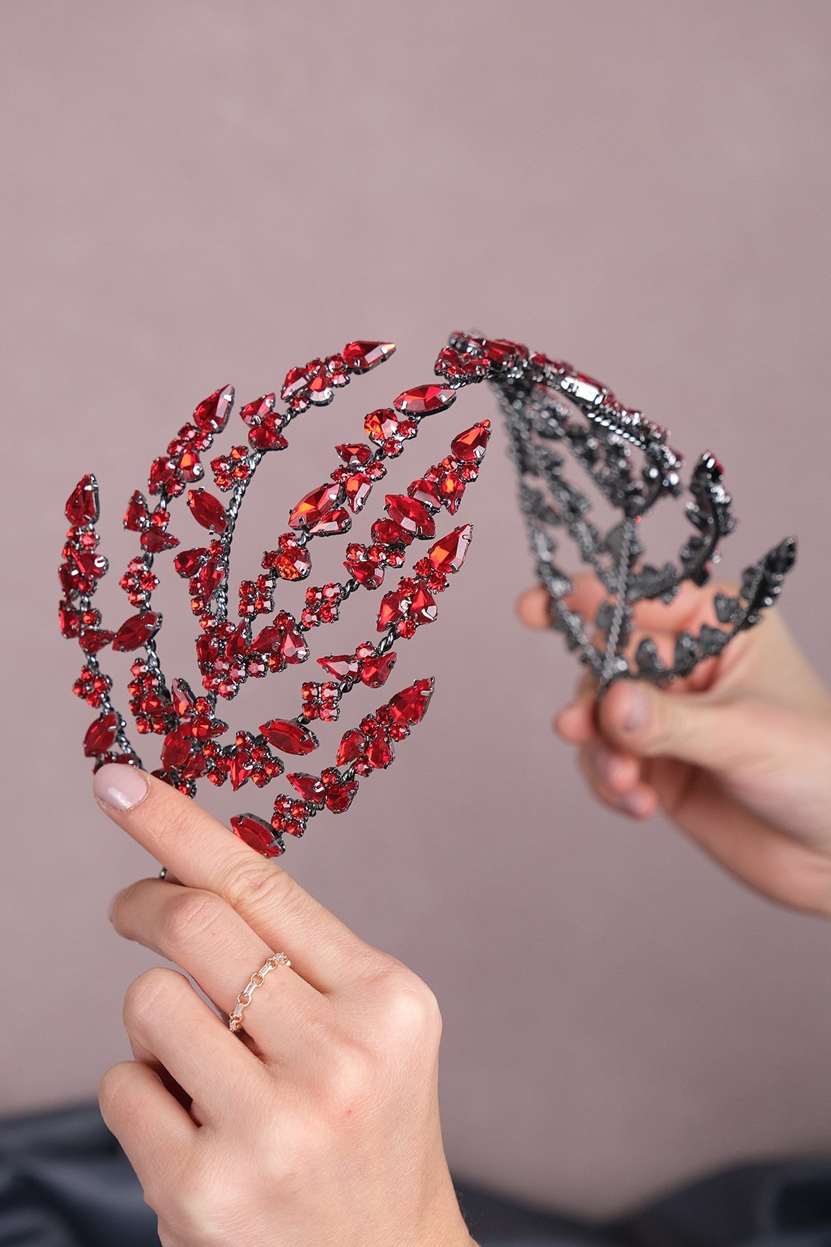 Red Double Sided Helen Hair Accessory Bridal Crown