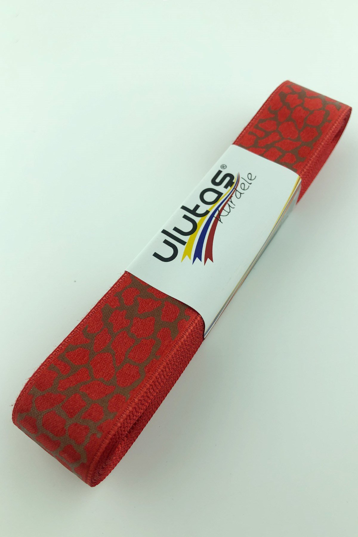 Kırmızı Kırçıl Desen Baskılı Saten Kurdele 2,5 cm