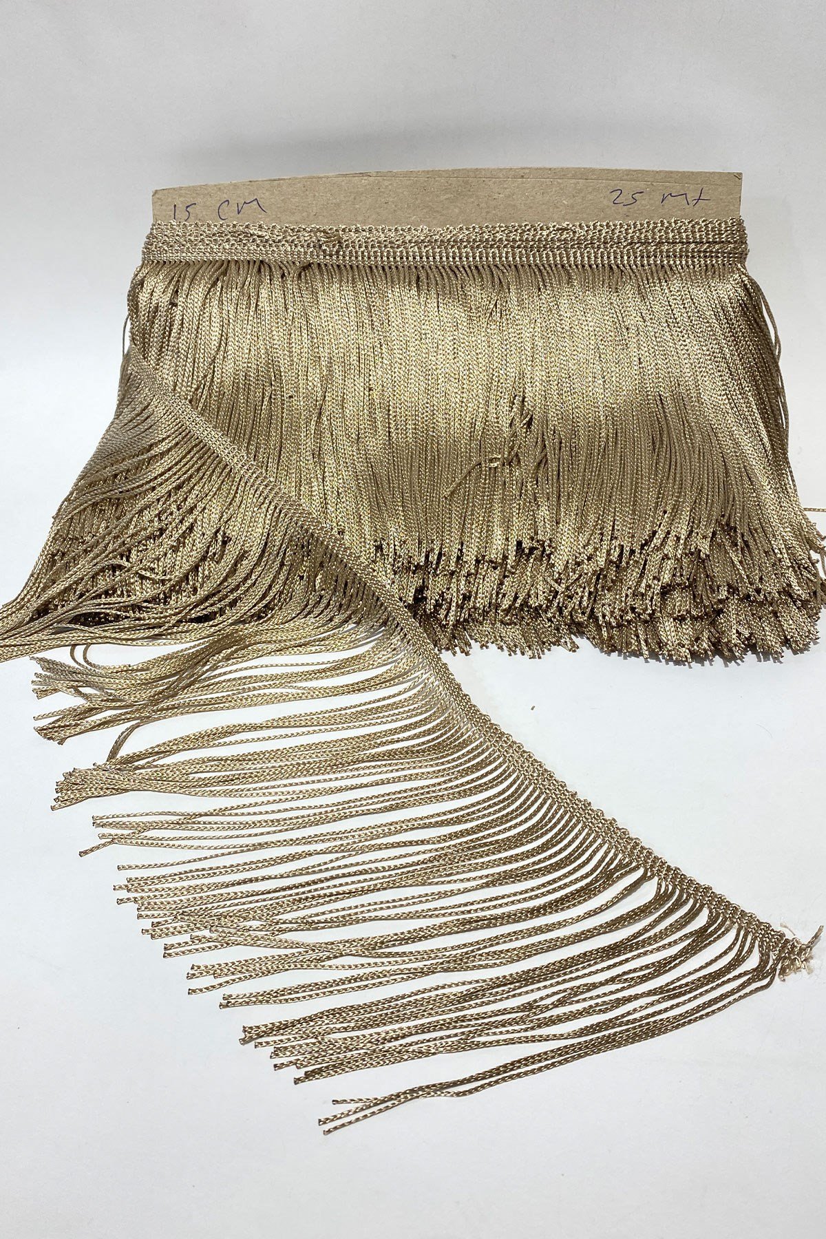 Koyu Bej İthal Şerit Püskül Saçak 15 cm 1mt