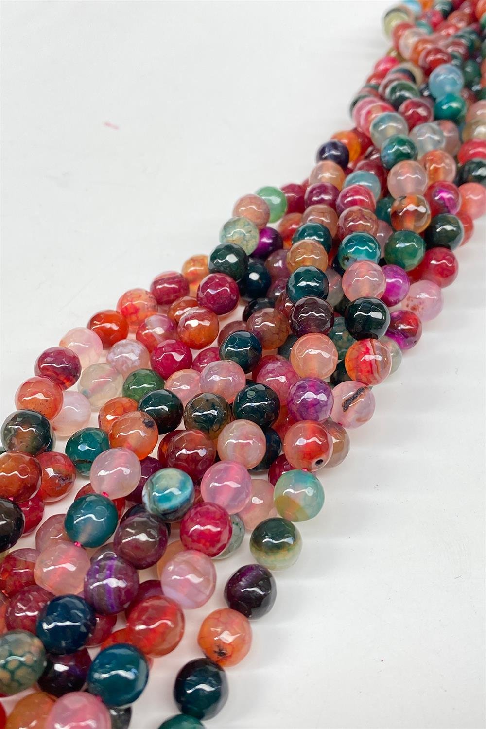 Koyu Çakra Ceyt Doğal Taş Dizi Fasetli Kesim 8 mm