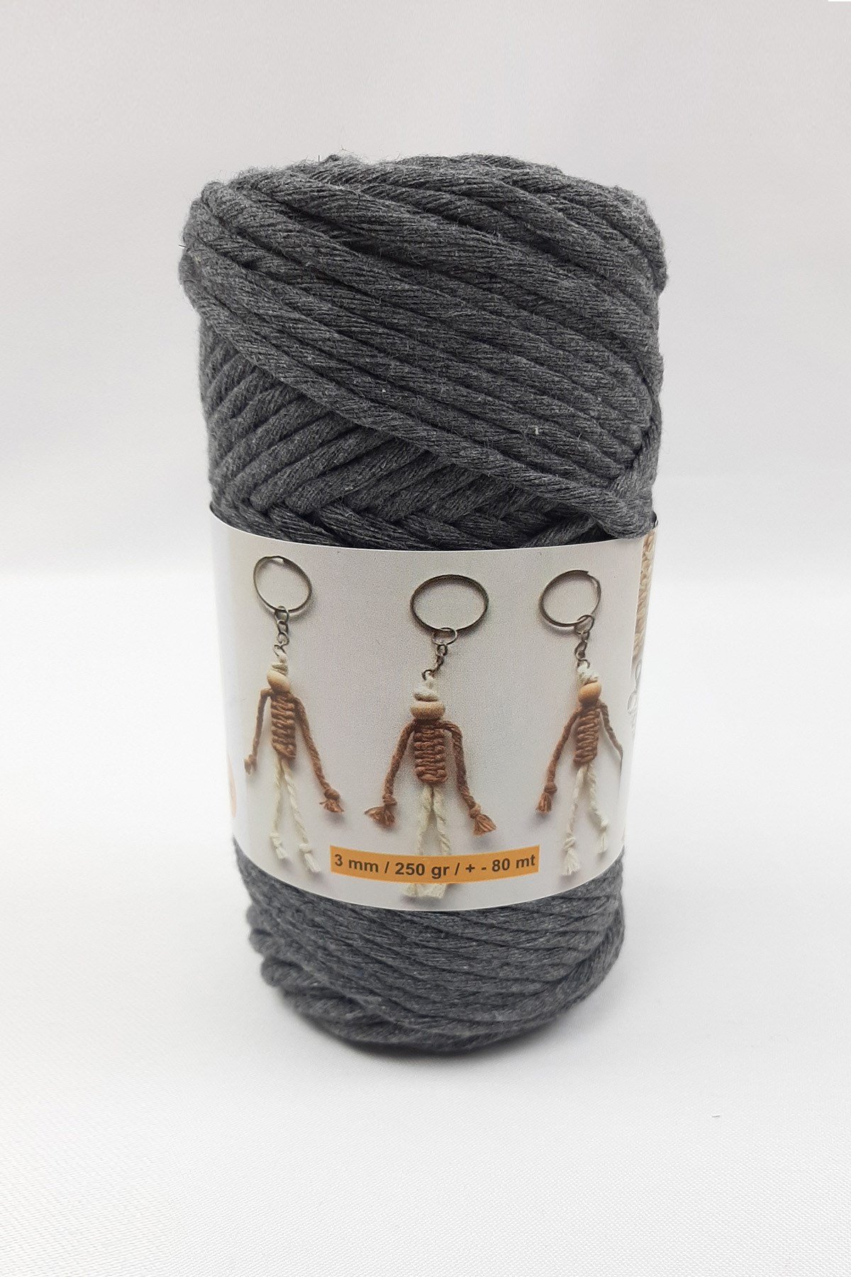 Koyu Gri İnce Büklüm Makrome