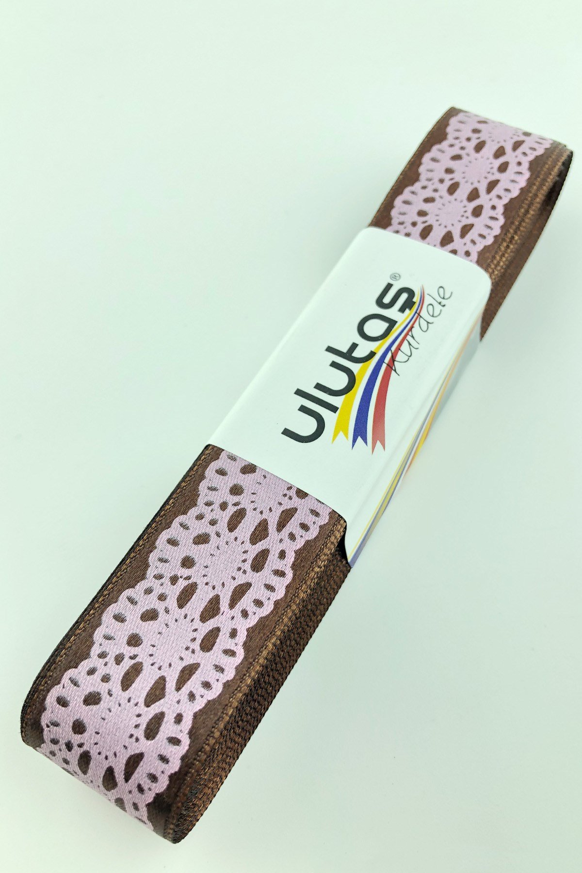 Koyu Kahve Desenli Saten Kurdele 2,5 cm