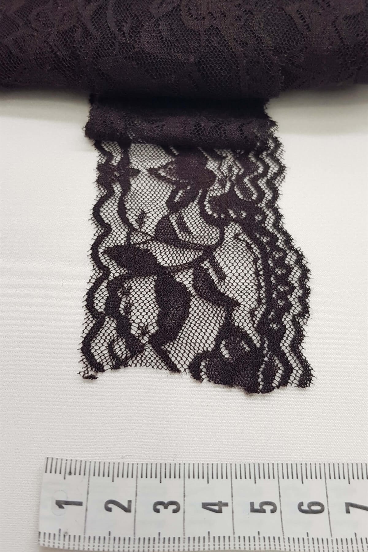 Koyu Kahve Likralı Esnek Dantel Şerit