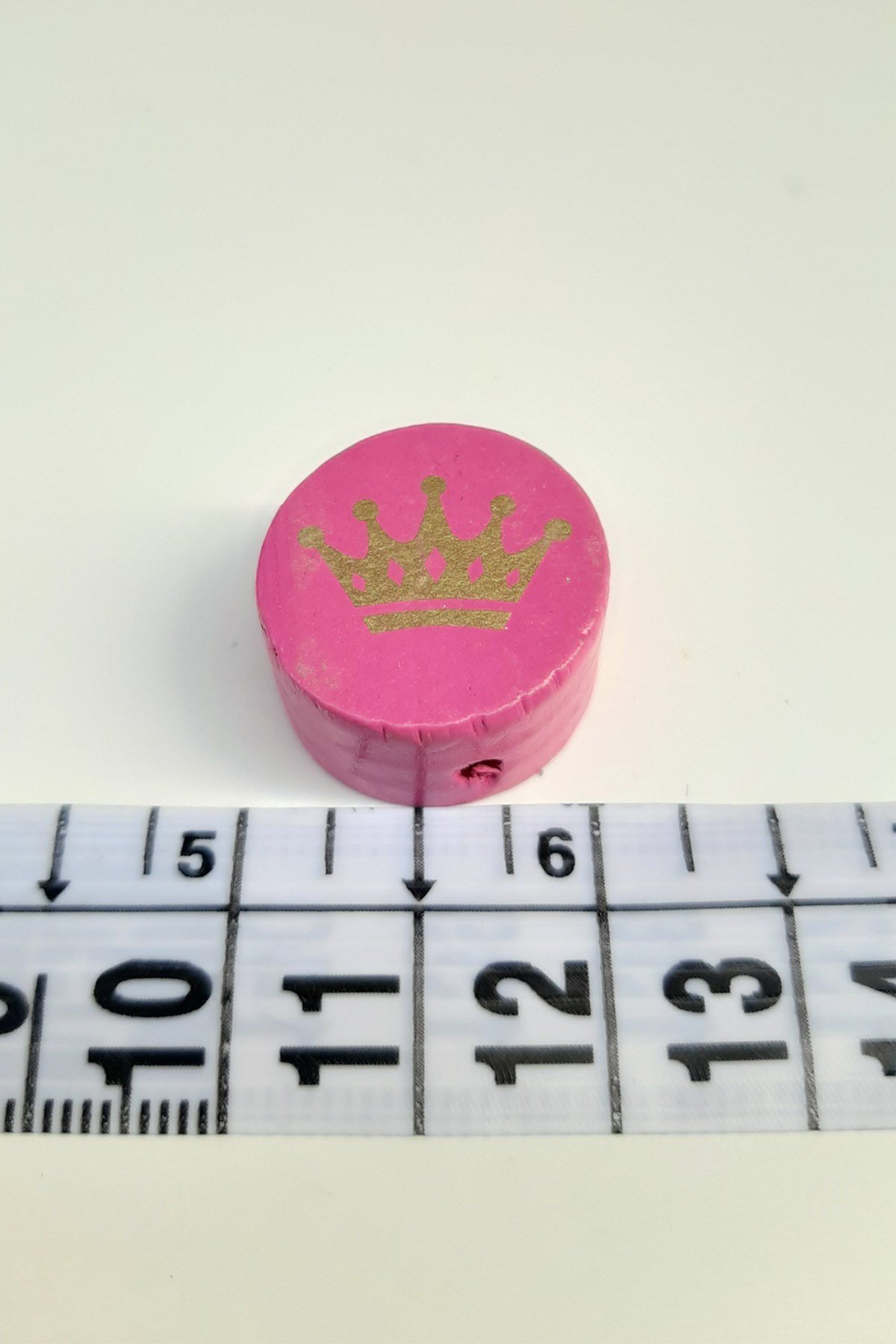 Kral Tacı Desenli Fuşya Ahşap Boncuk