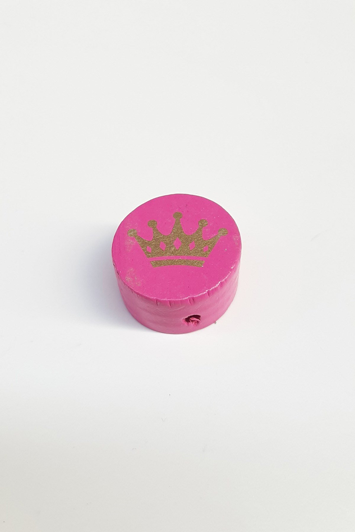 Kral Tacı Desenli Fuşya Ahşap Boncuk