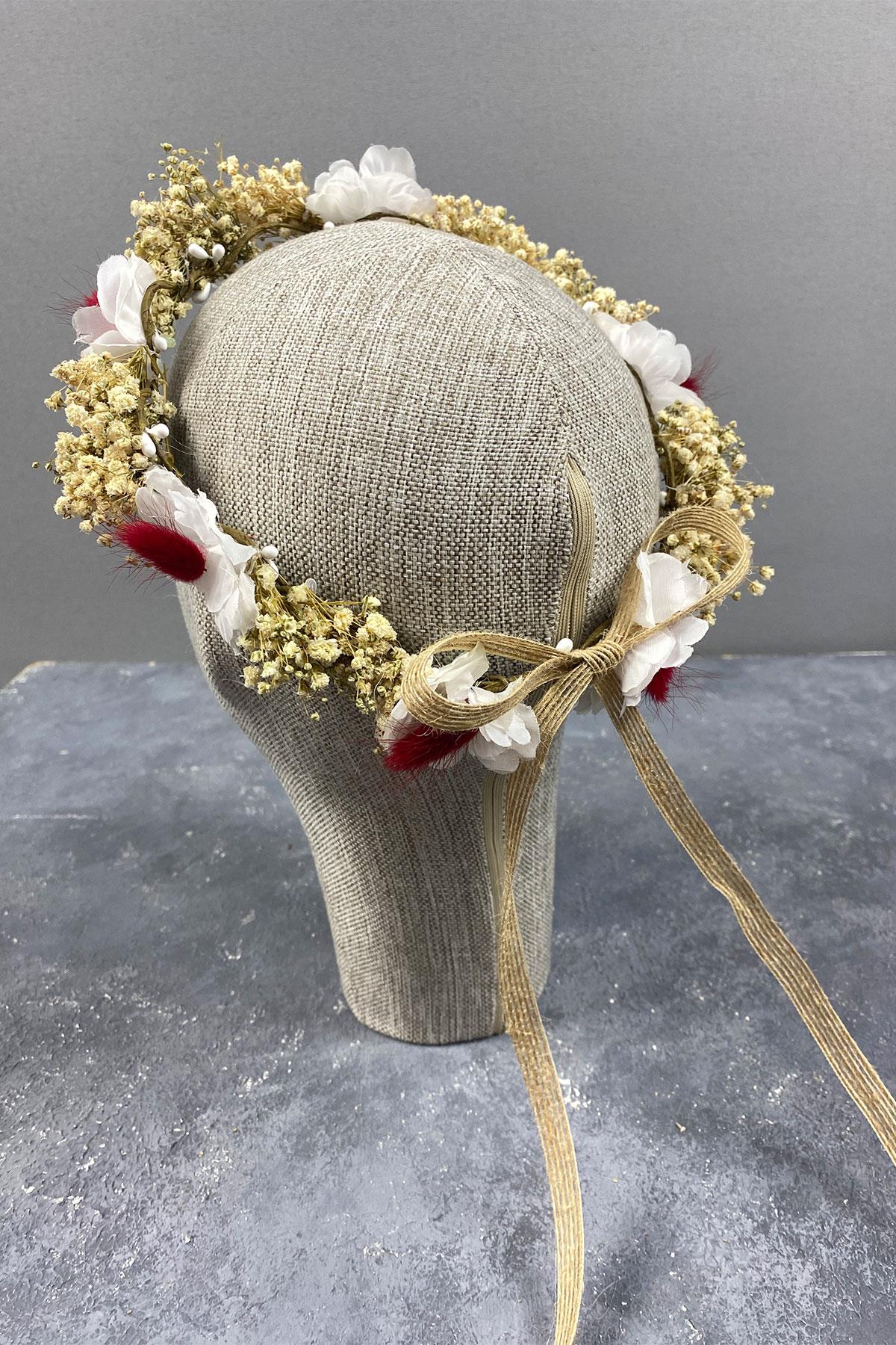 Krem Bahar Dalı Ve Cipsolu Dış Çekim Gelin Tacı