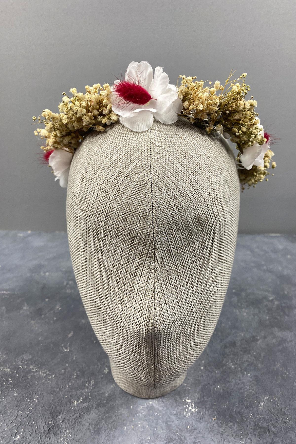 Krem Bahar Dalı Ve Cipsolu Dış Çekim Gelin Tacı