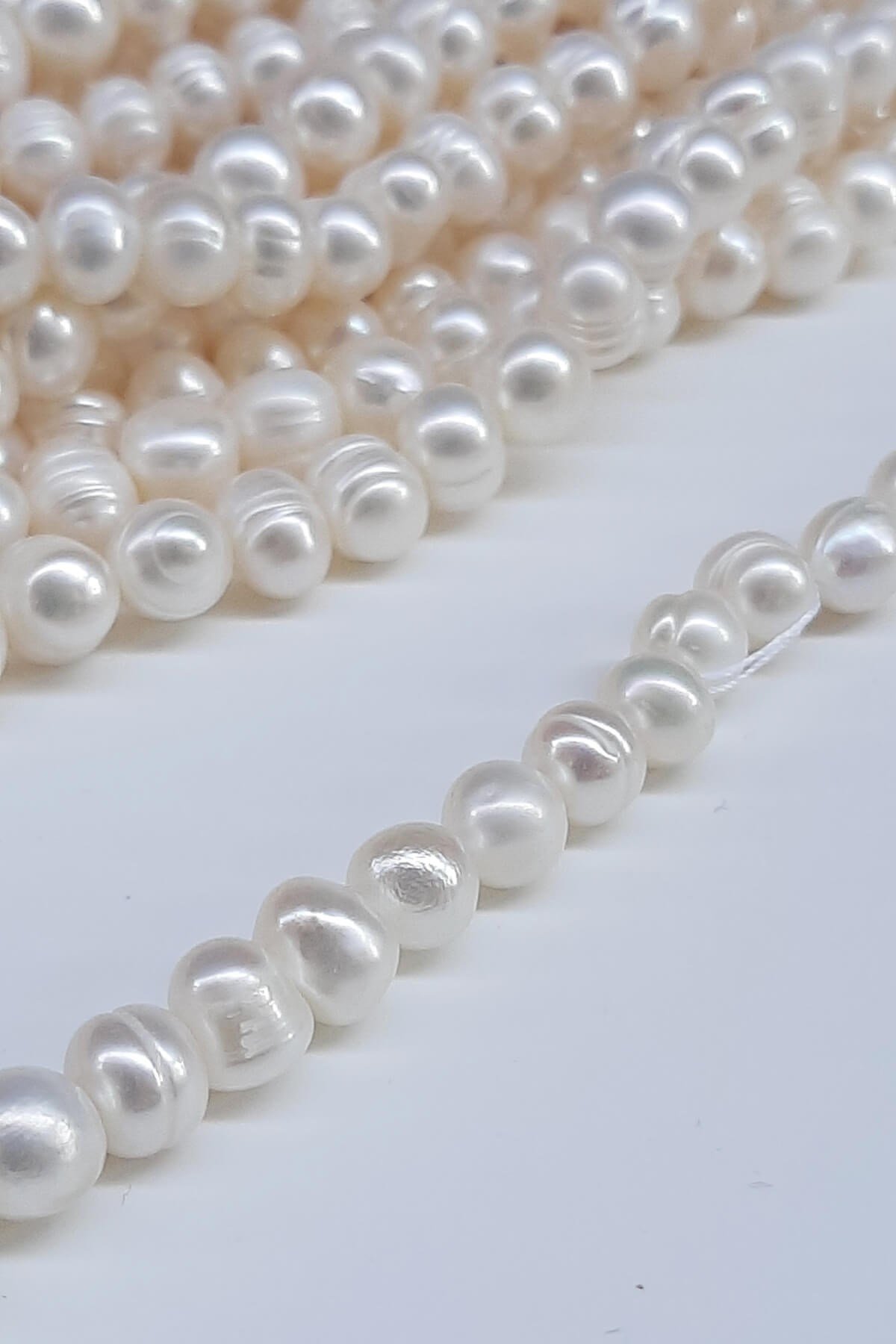 Krem Doğal Cam İnci 8-9 mm