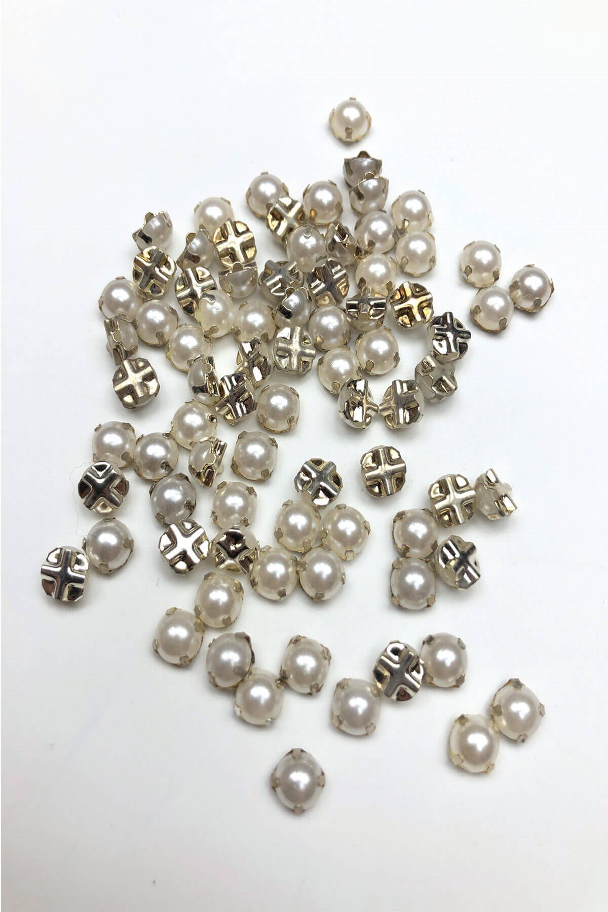 Krem İnci Küçük Kasalı Dikme Taş 25 adet