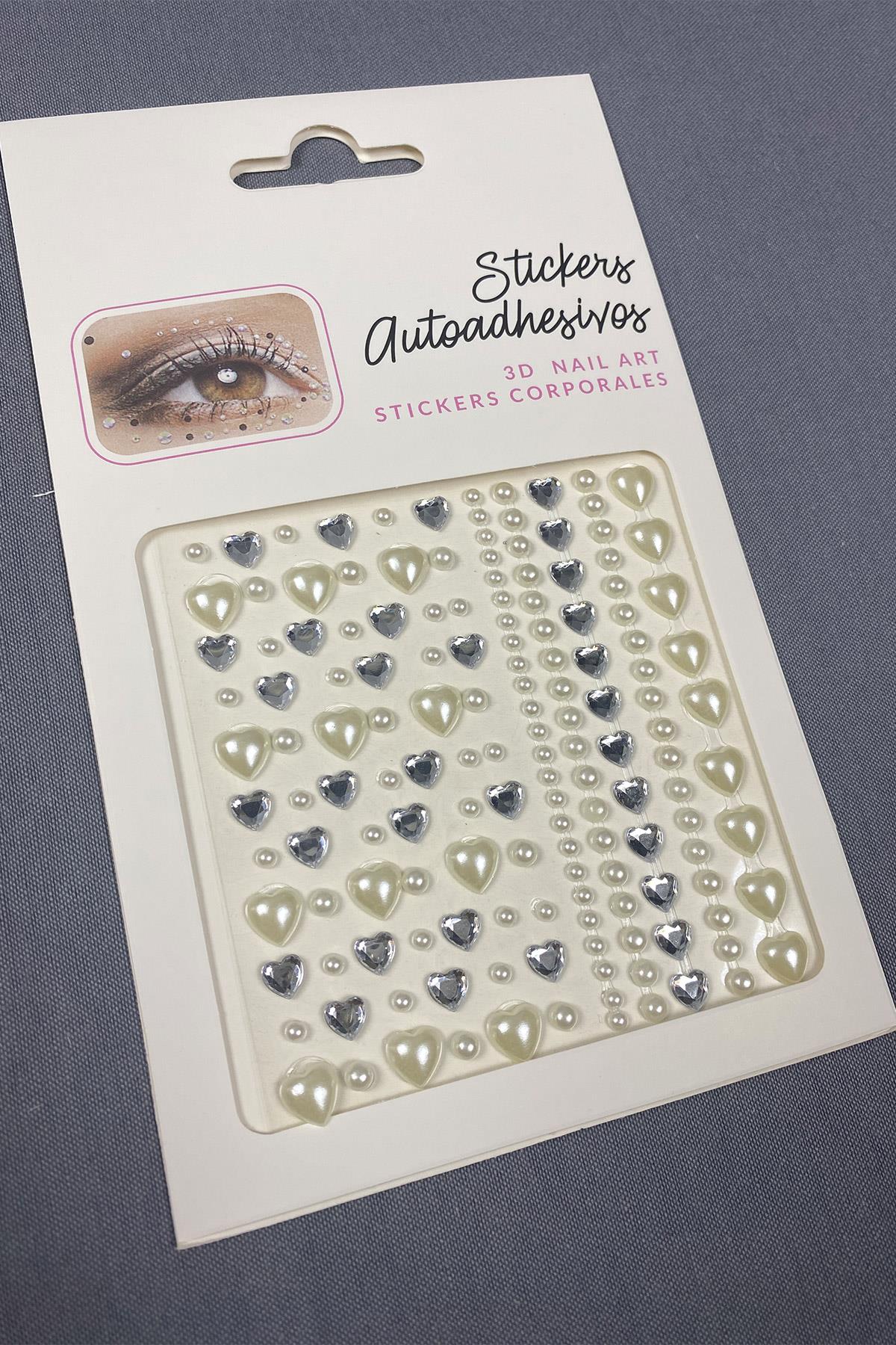 Krem Incili Sticker Saç Vücut Göz Ve Yüz Taşı