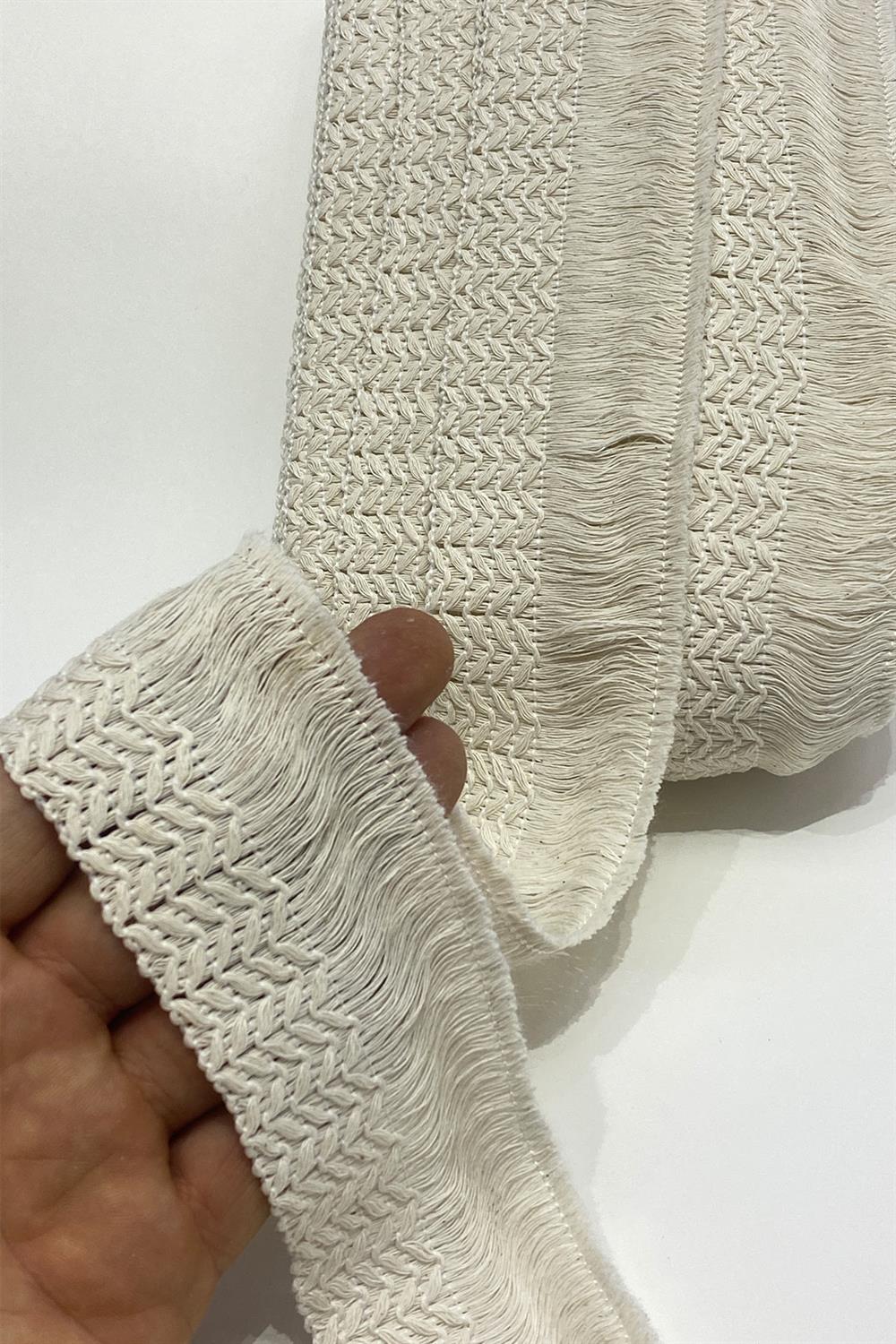 Krem Pamuk Püskül Saçak